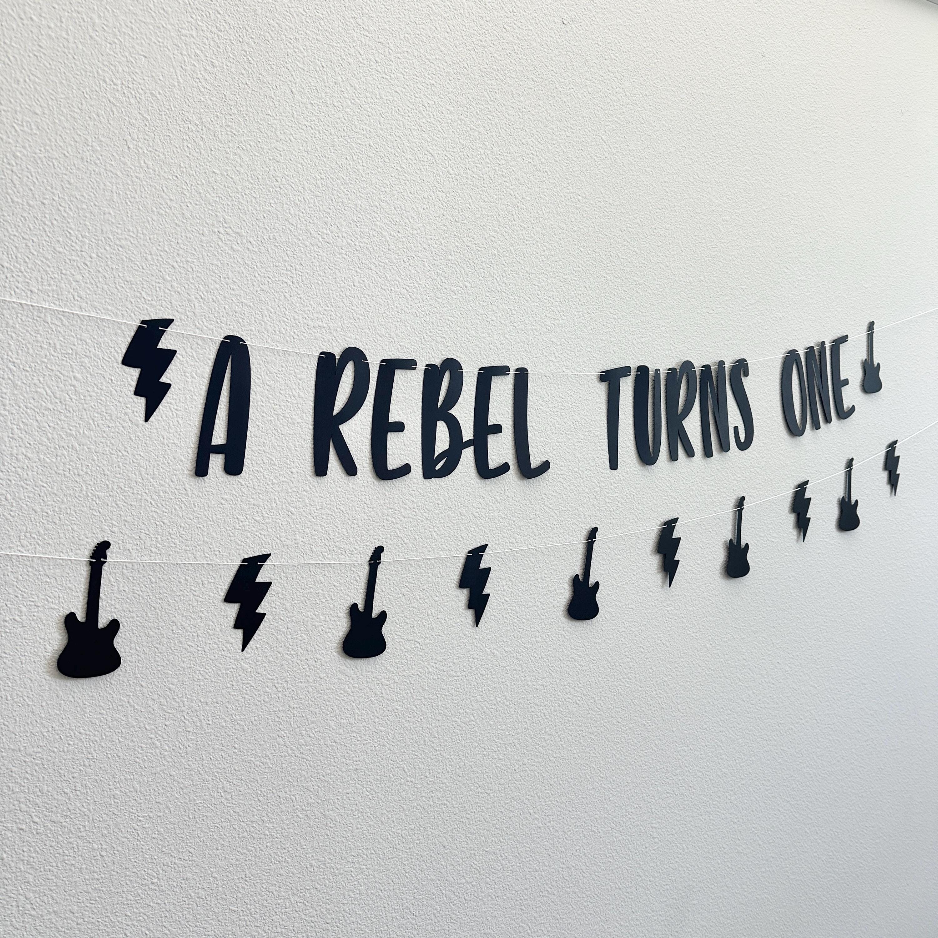 A Rebel Turns One, Rock N&#39; Roll Themed 1st Birthday, Rebel 1st Birthday Decorations, Rock Birthday, Tough 1st Birthday Party
