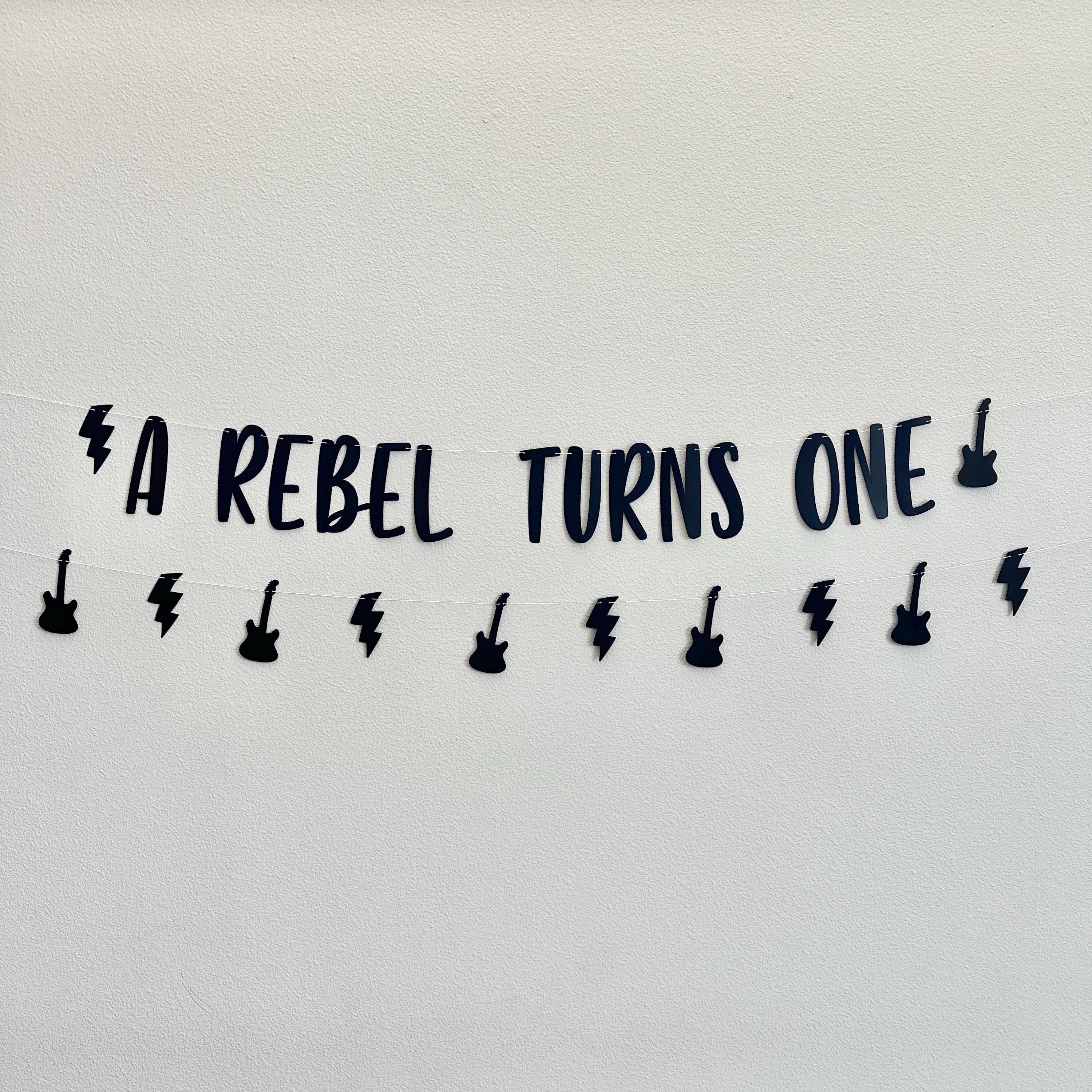 A Rebel Turns One, Rock N&#39; Roll Themed 1st Birthday, Rebel 1st Birthday Decorations, Rock Birthday, Tough 1st Birthday Party