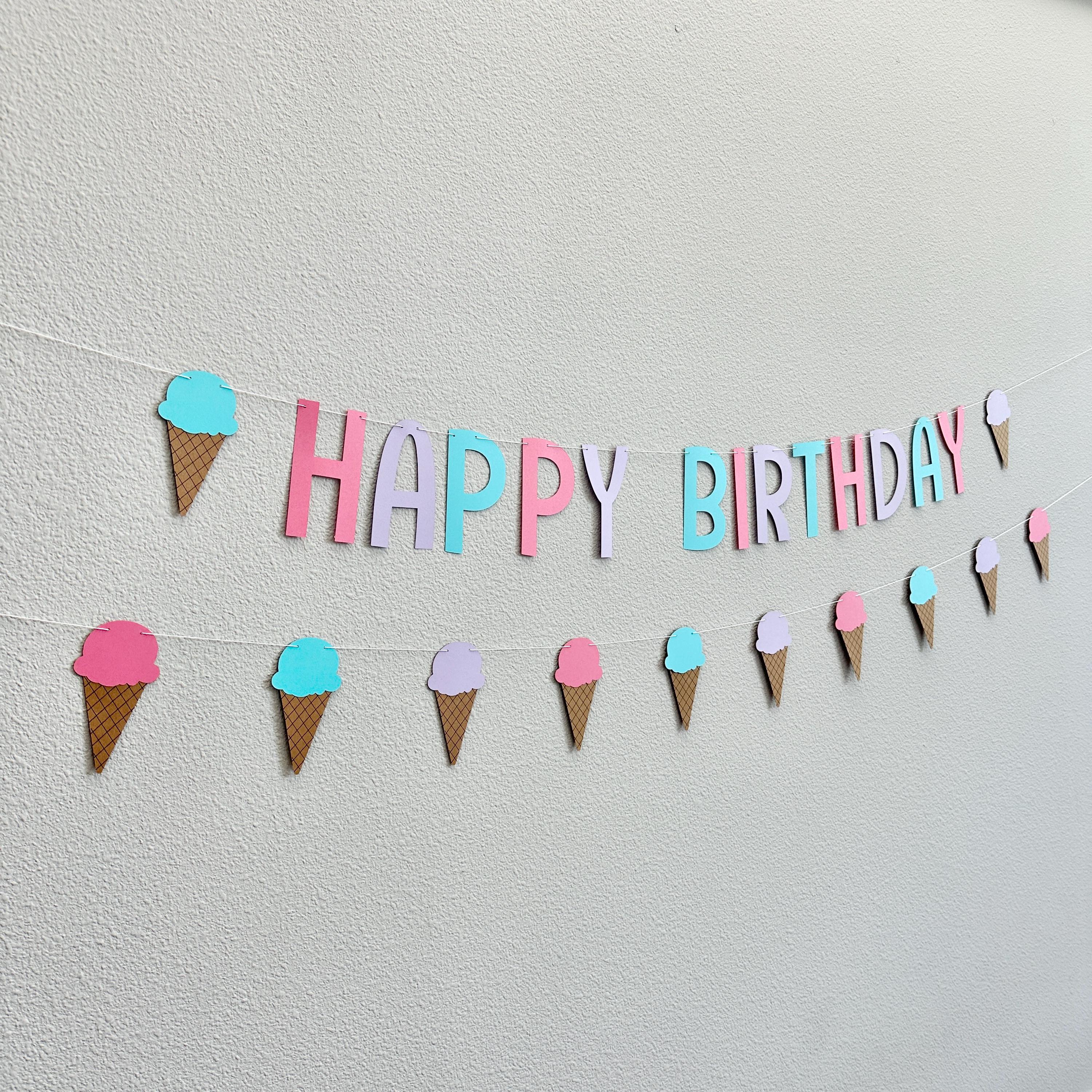 Ice Cream Birthday Party Decorations, Ice Cream Cone Birthday Banner, Ice Cream Party Ideas, Birthday Party Decorations, Summer Birthday