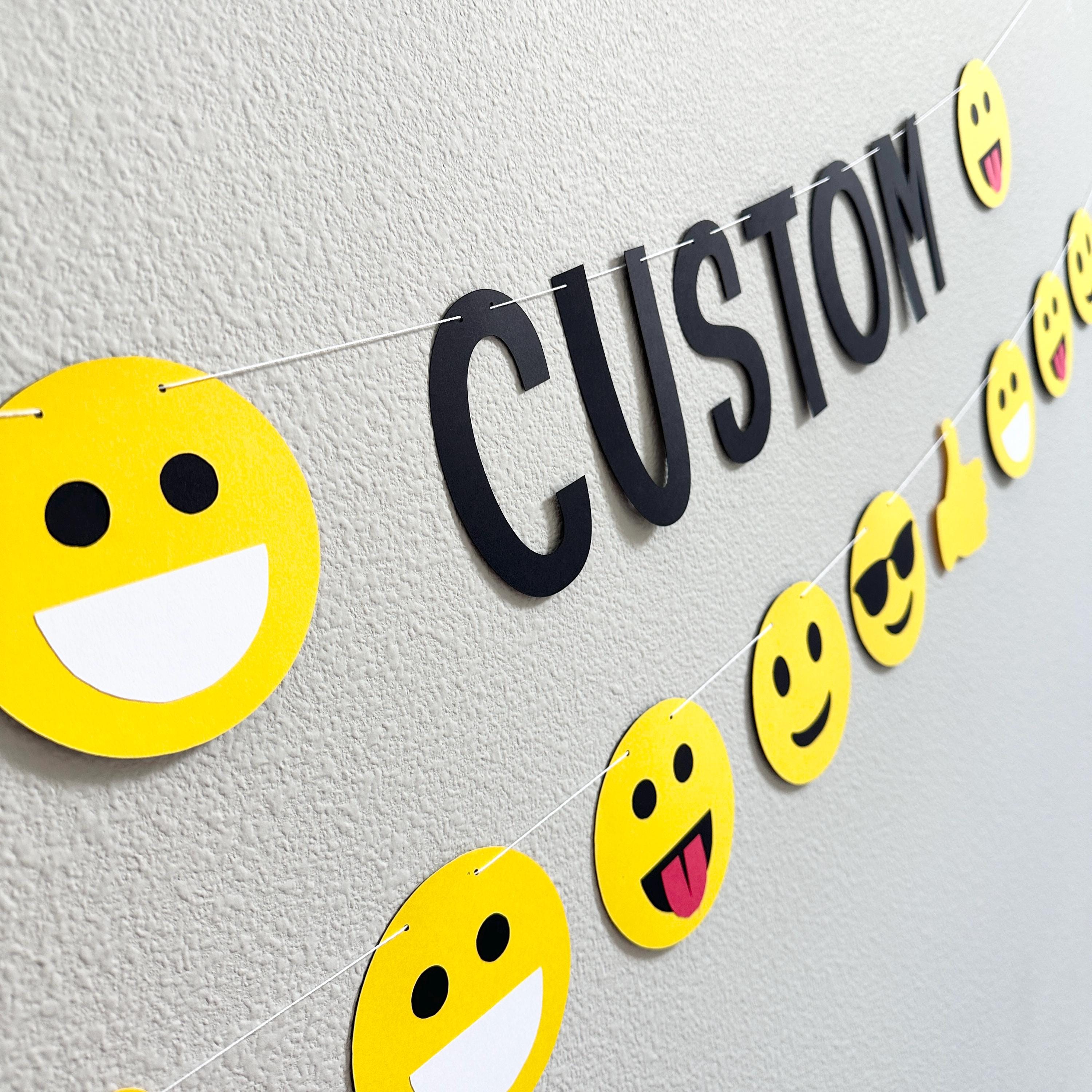 Custom Emoji Banner, Emoji Theme, Emoji Birthday, Emoji Party, Emoji Decorations, Emoji Birthday Party, Custom Emoji Themed Banner