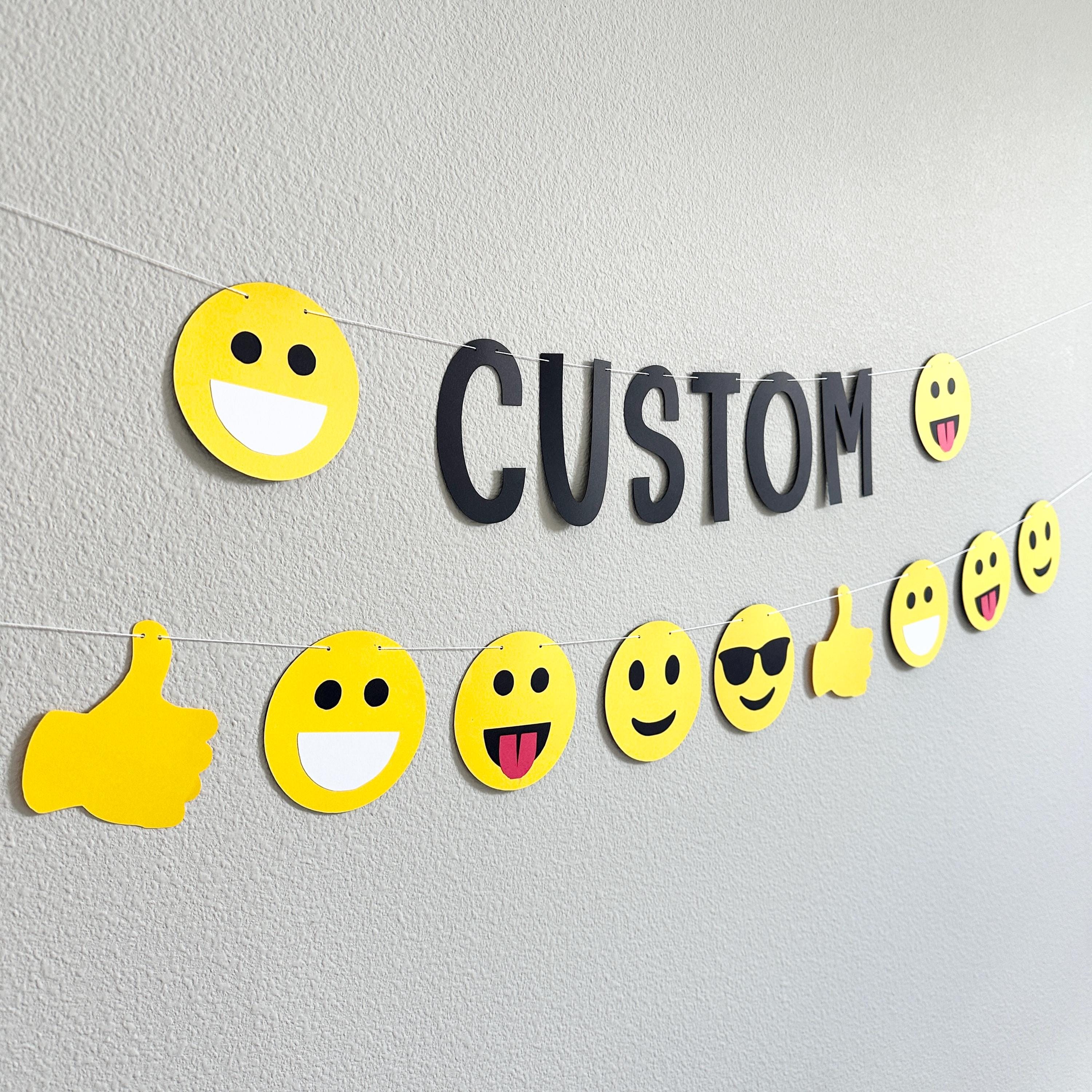 Custom Emoji Banner, Emoji Theme, Emoji Birthday, Emoji Party, Emoji Decorations, Emoji Birthday Party, Custom Emoji Themed Banner