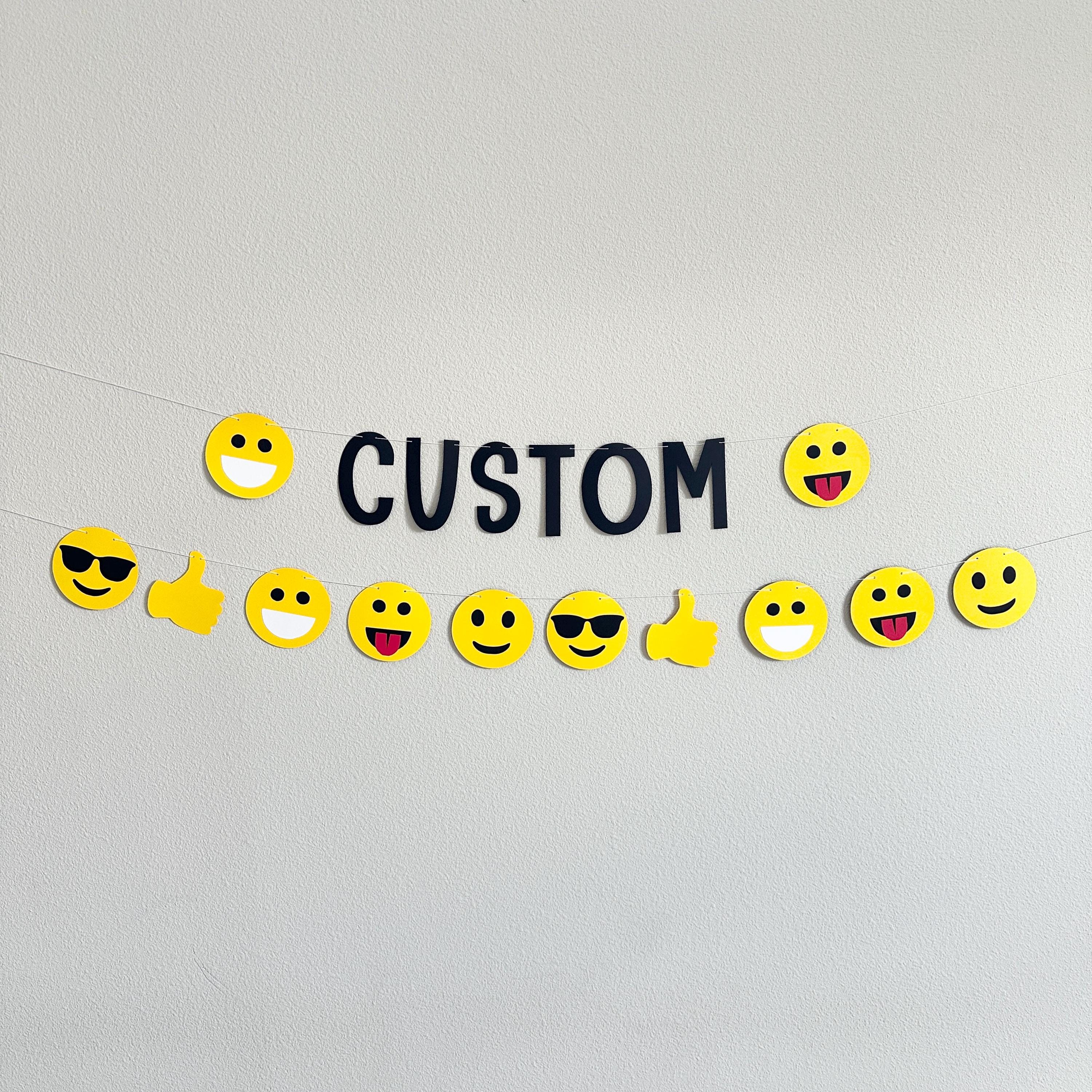 Custom Emoji Banner, Emoji Theme, Emoji Birthday, Emoji Party, Emoji Decorations, Emoji Birthday Party, Custom Emoji Themed Banner