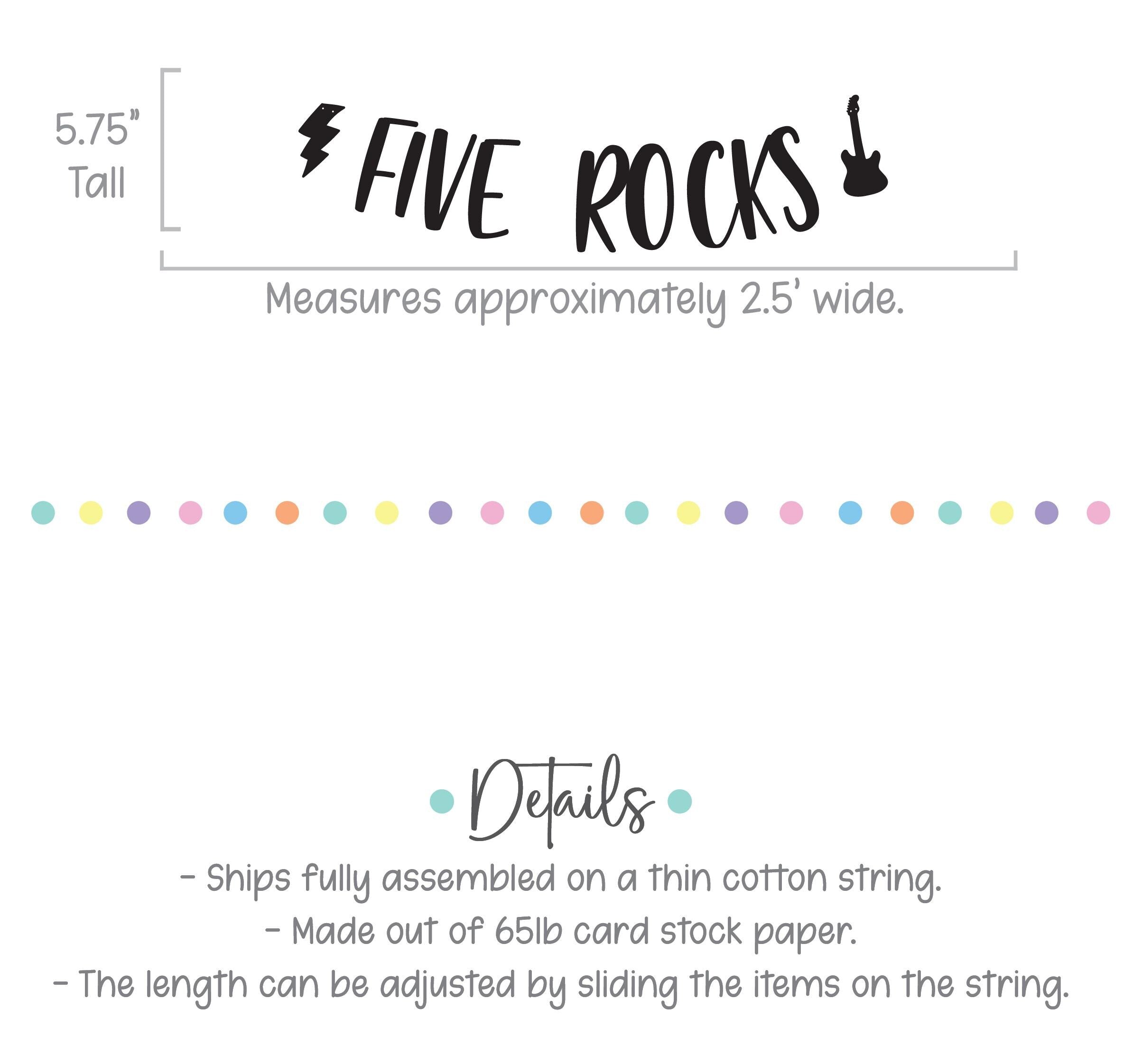 Five Rocks, 5th Birthday Decorations, Rock Themed 5th Birthday, 5th Birthday Party Theme Ideas, 5th Birthday Party Banner