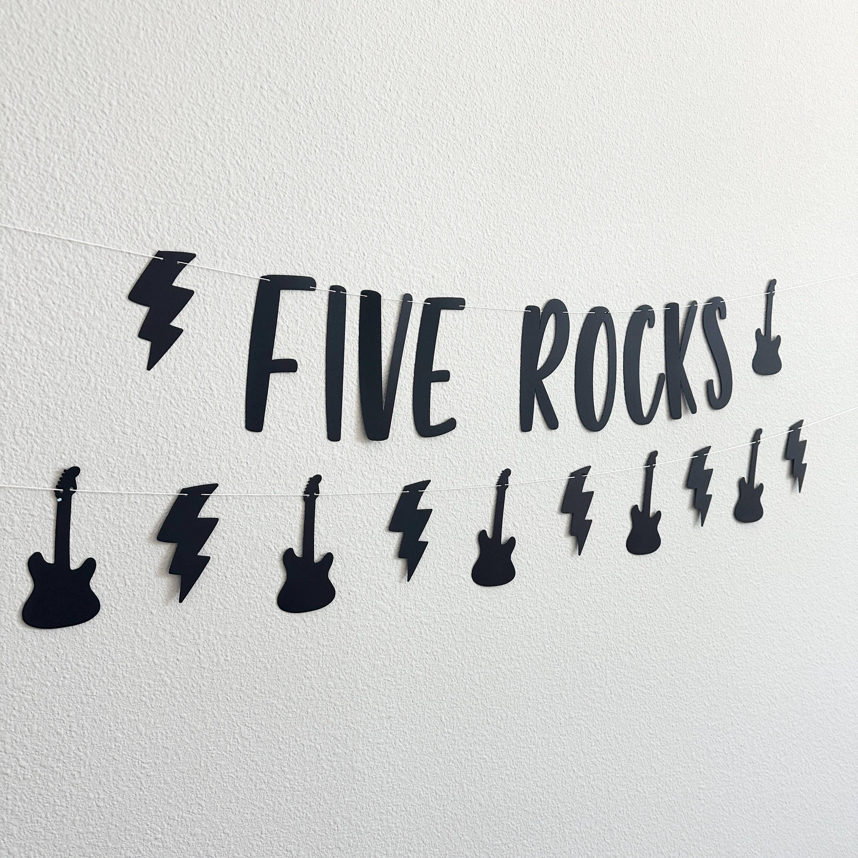 Five Rocks, 5th Birthday Decorations, Rock Themed 5th Birthday, 5th Birthday Party Theme Ideas, 5th Birthday Party Banner