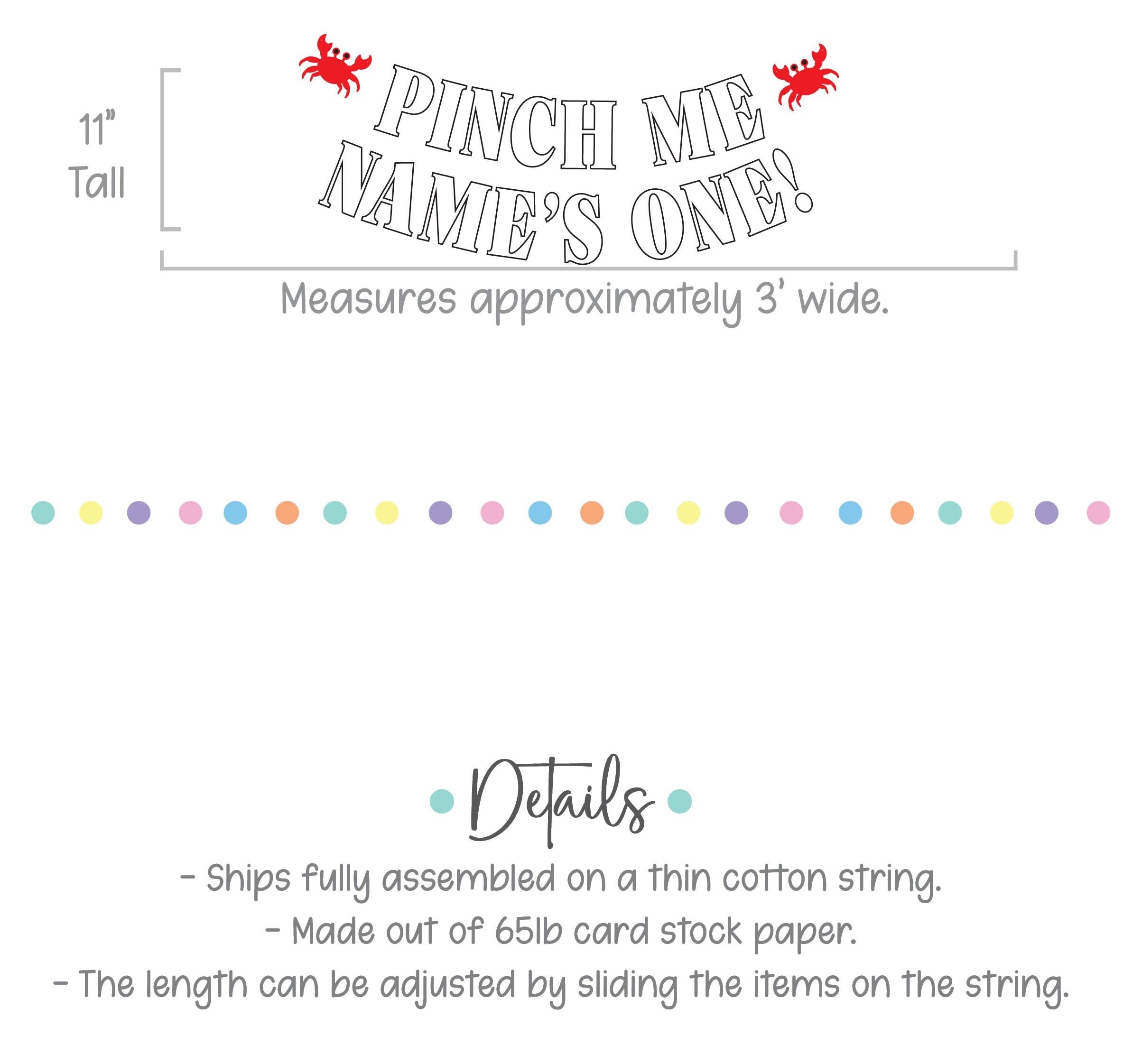 Pinch Me Name&#39;s One Crab Banner, Crab 1st Birthday Decorations, 1st Birthday Theme Ideas, Pinch Me Party