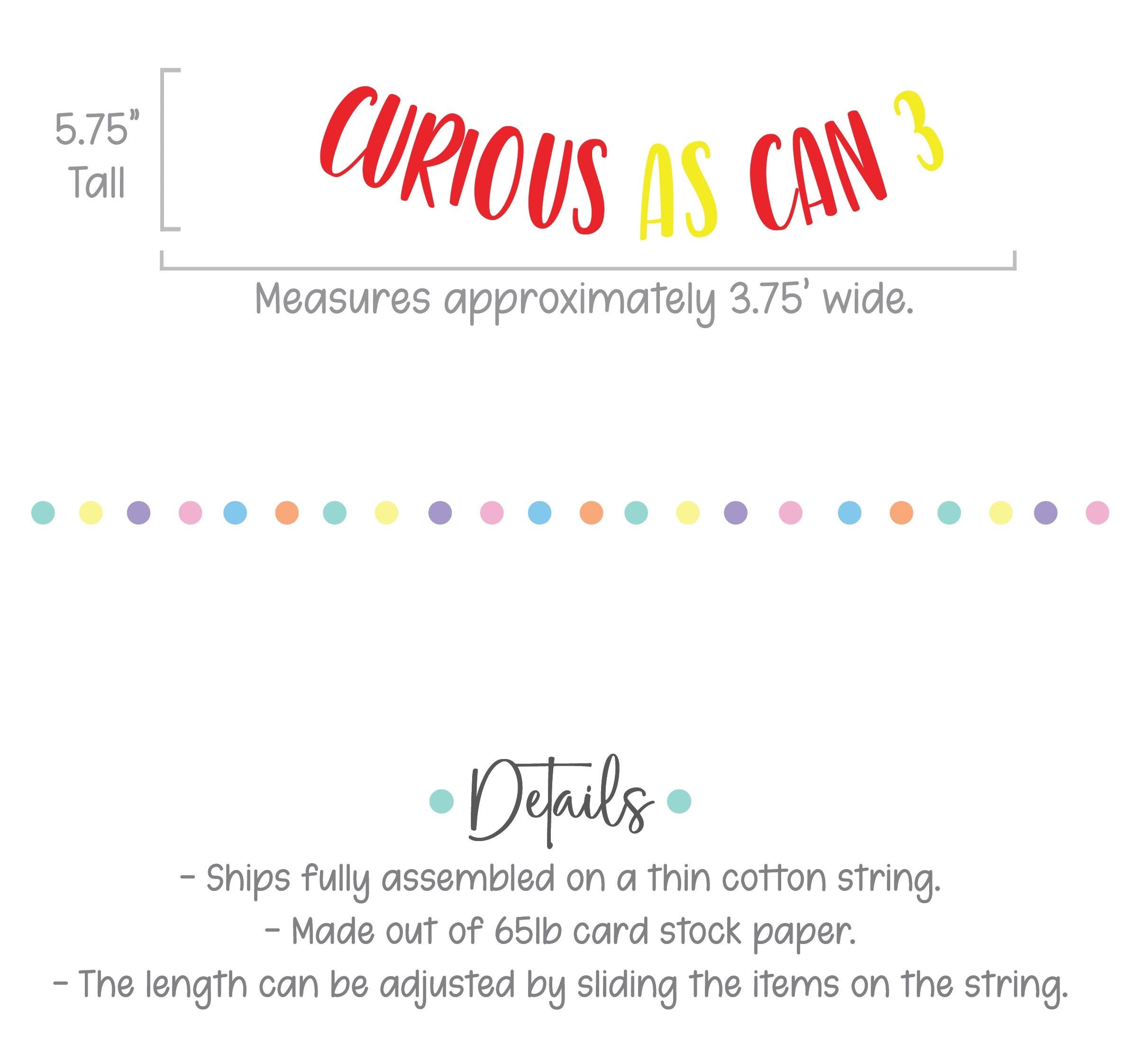 Curious As Can 3, 3rd Birthday Party Decorations, 3rd Birthday Banner, Curious Theme 3rd Birthday Decorations