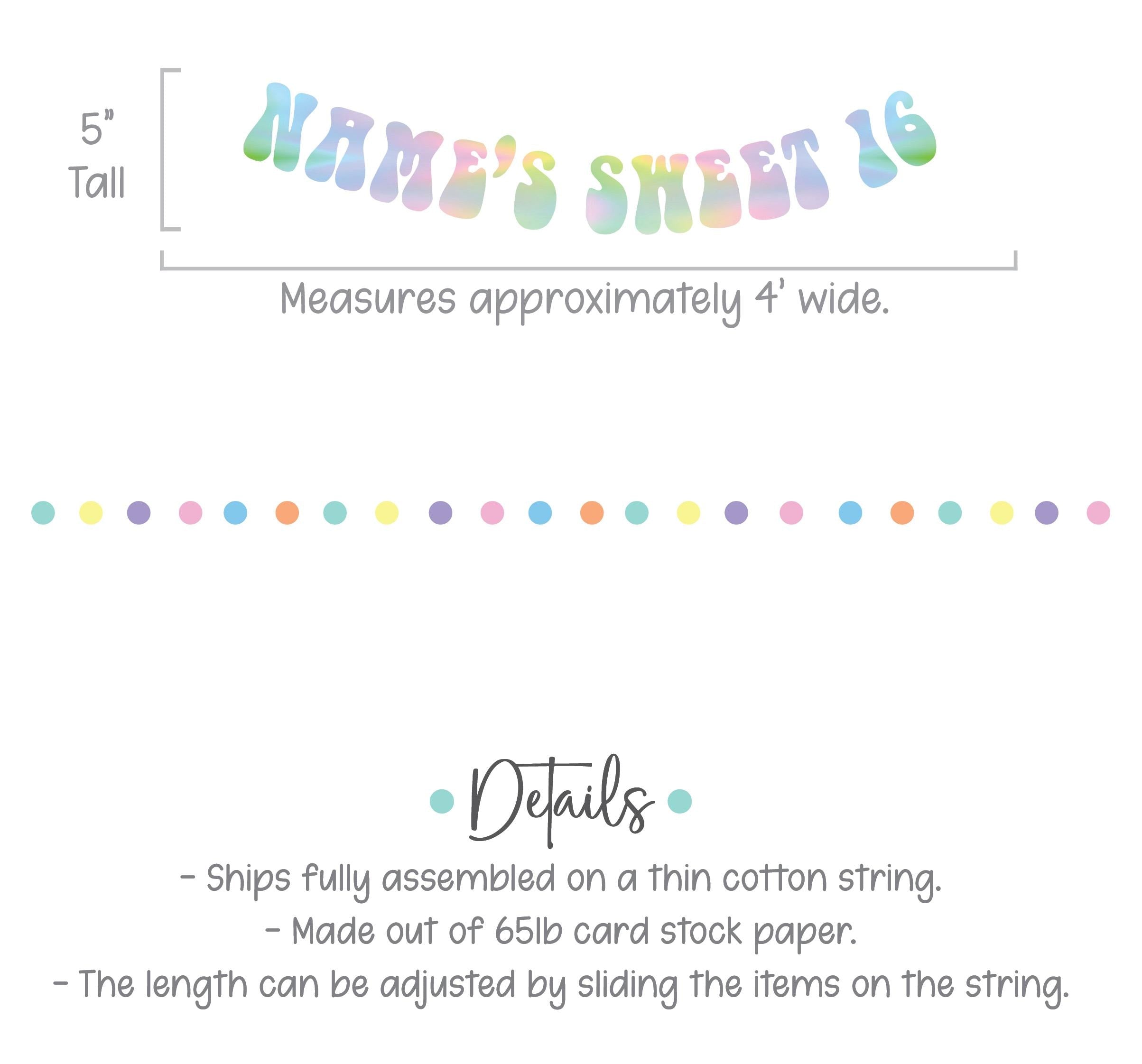 Sweet 16, Name&#39;s Sweet 16 Banner, 16th Birthday Banner, Sweet 16 Birthday Party Decorations, Holographic Sweet 16 Banner