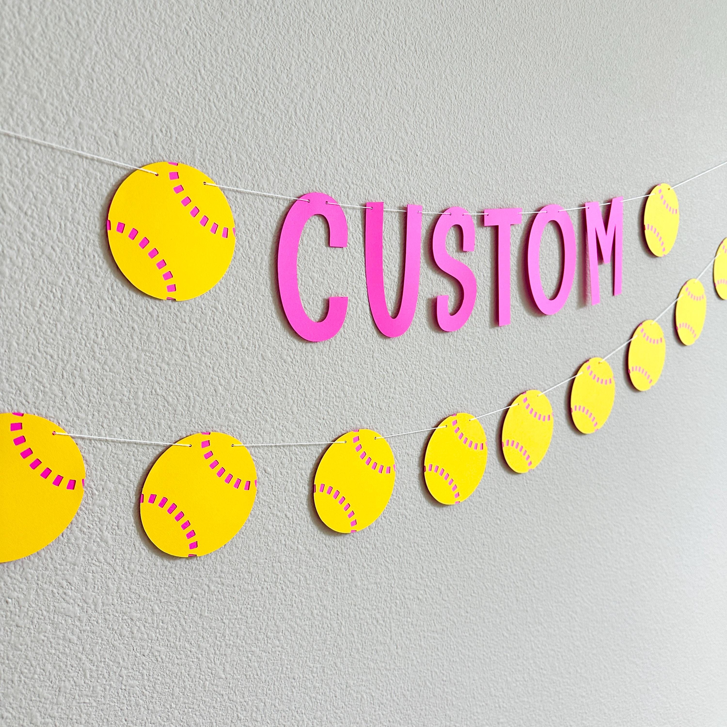 Custom Softball Banner, Softball Party Decorations, Softball Theme, Softball Birthday, Softball Design, Softball Players, Softball Coach
