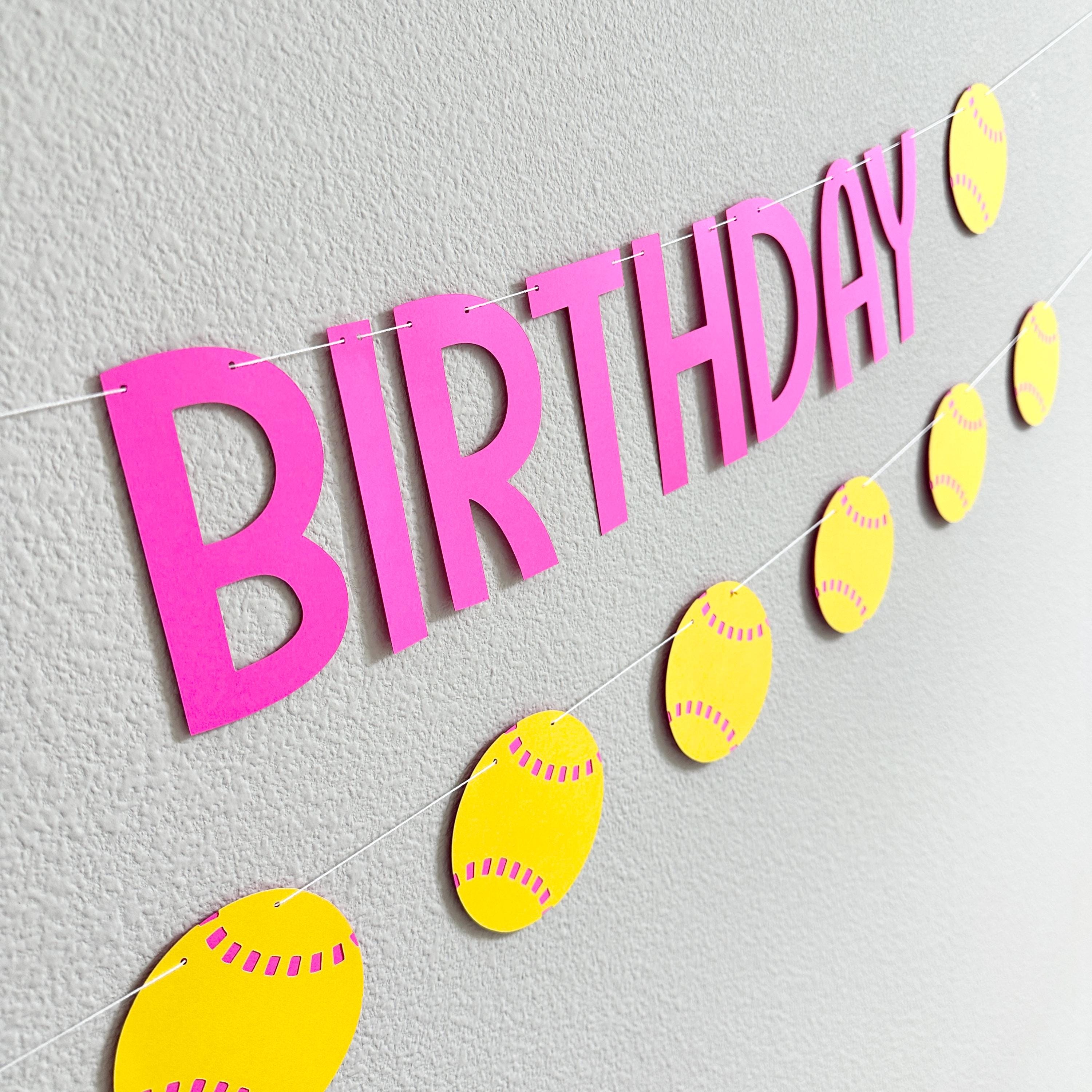 Softball Birthday Banner, Softball Themed Birthday Party Decorations, Softball Birthday Party, Softball Happy Birthday Banner