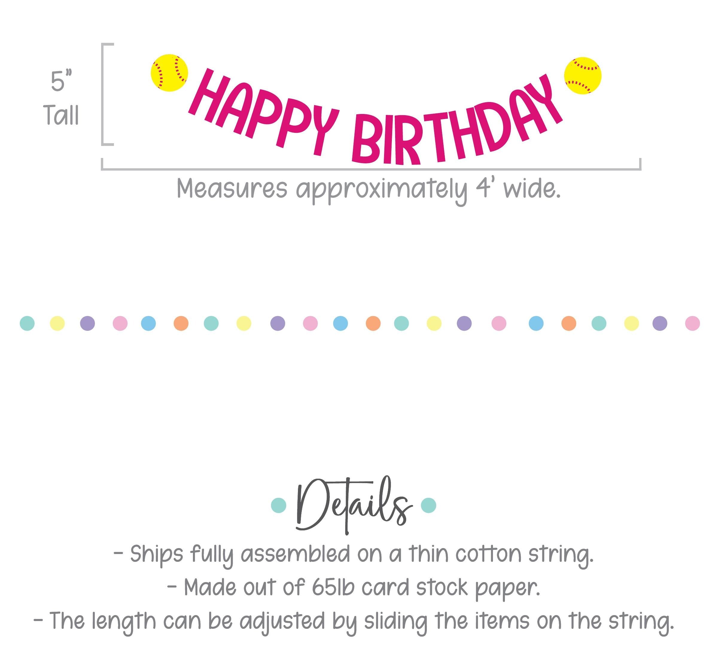 Softball Birthday Banner, Softball Themed Birthday Party Decorations, Softball Birthday Party, Softball Happy Birthday Banner