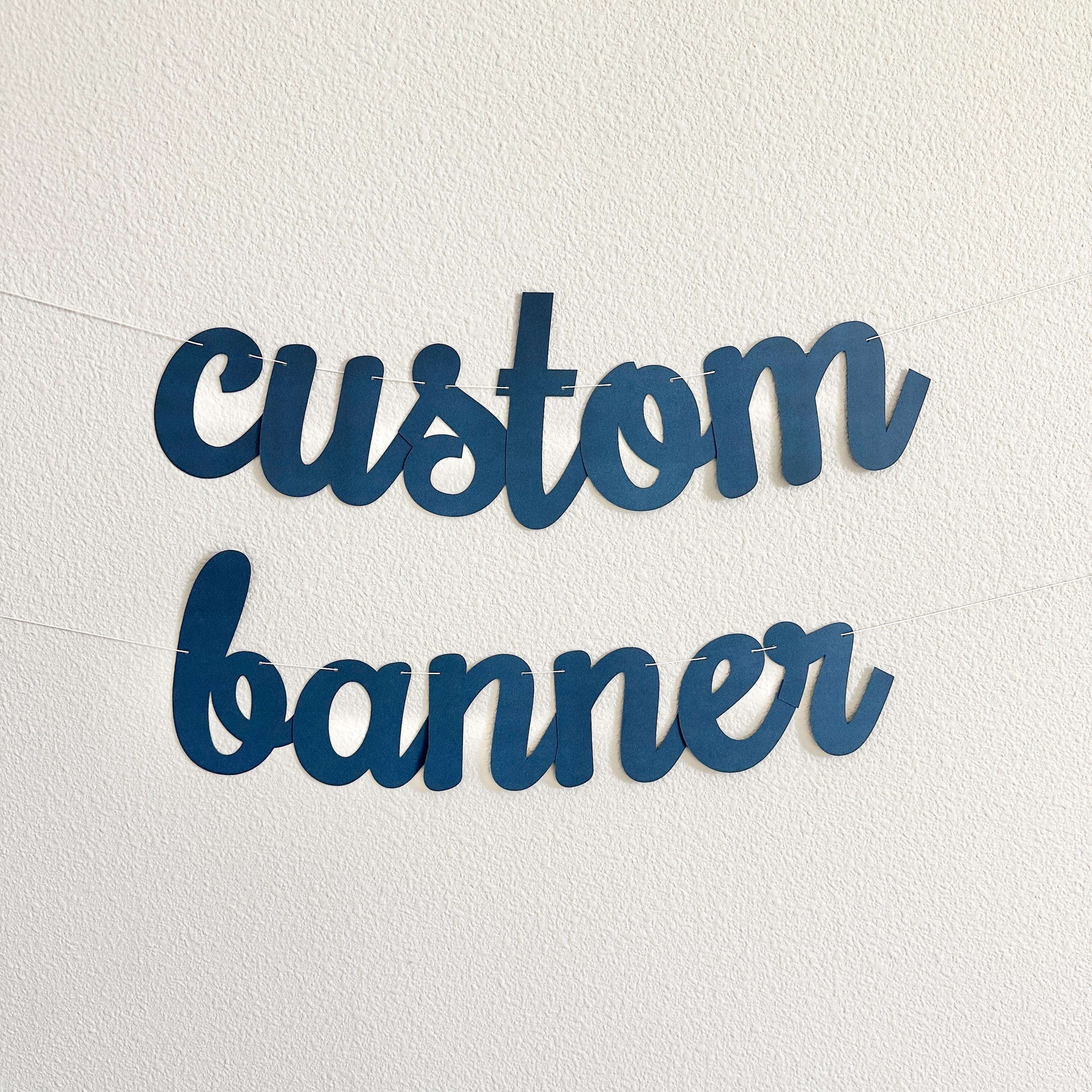 Custom Banner, Banner, Custom Navy Blue Banner, Custom Cursive Banner, Cursive Banner, Custom Hashtag, Cursive Birthday Banner