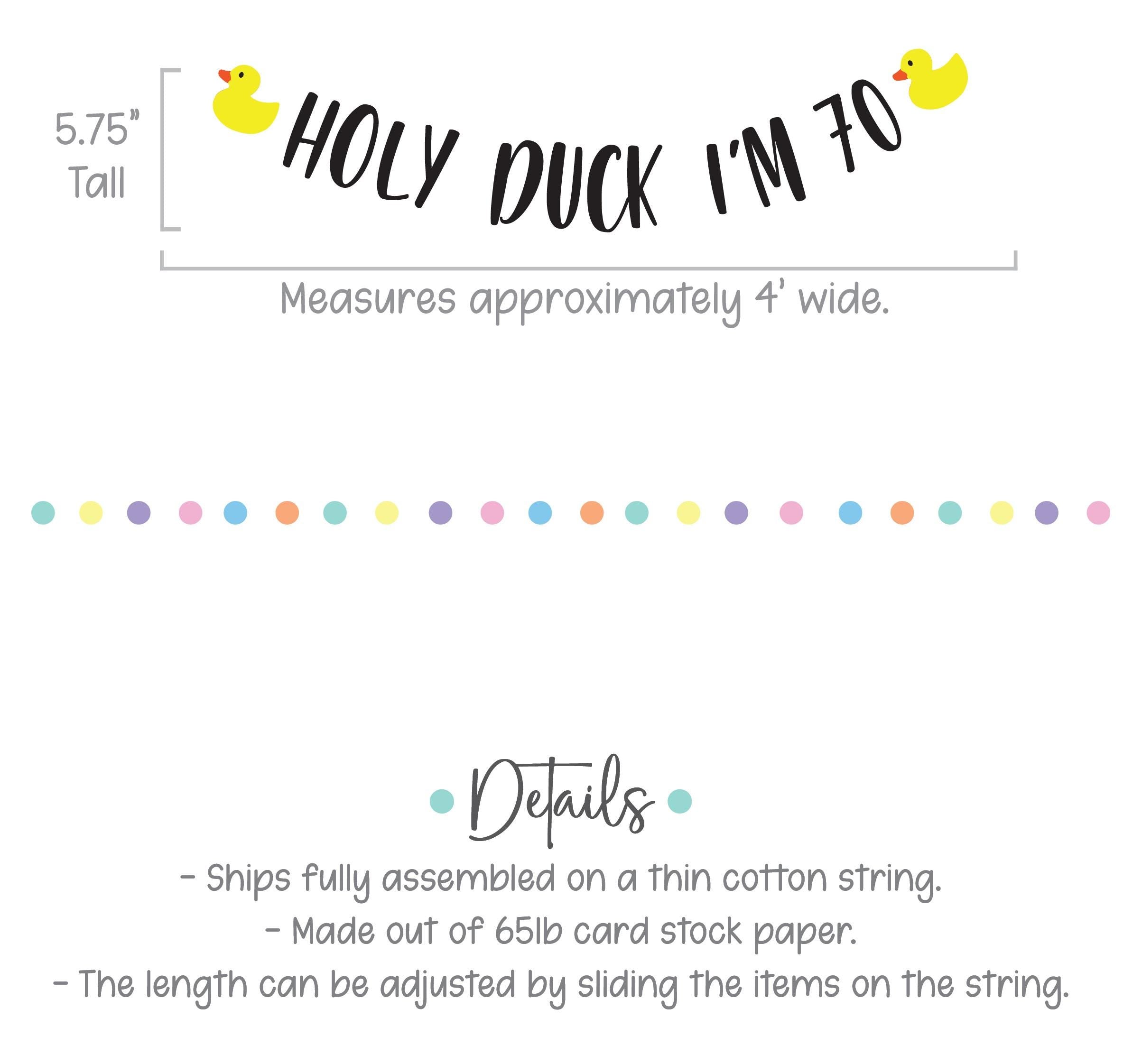 Holy Duck I&#39;m 70, 70th Birthday Party Decorations, 70th Birthday Ideas, Duck Party, Custom Duck Banner, Rubber Duck Theme, Yellow Ducks