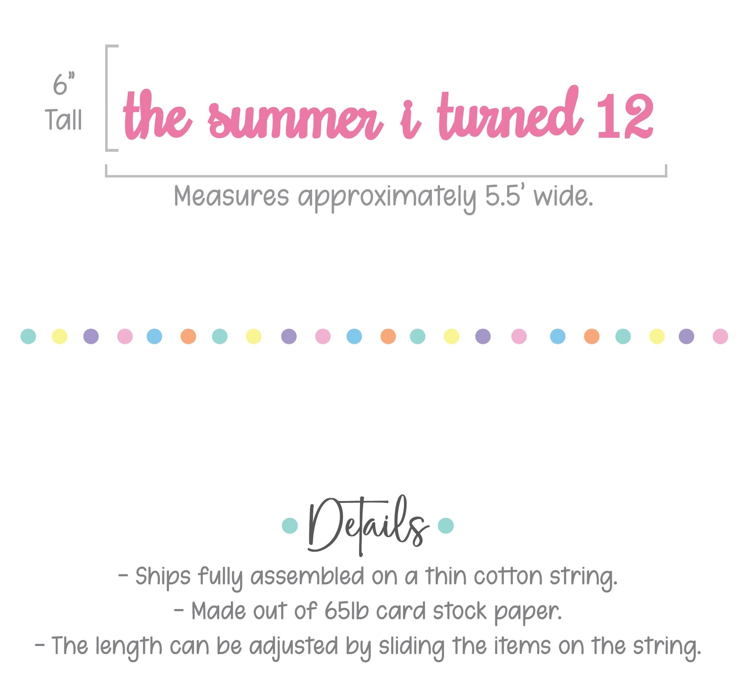 The Summer I Turned 12, 12th Birthday Party, Summertime Birthday Banner, Summer Birthday Decorations, The Summer I Turned 12 Banner