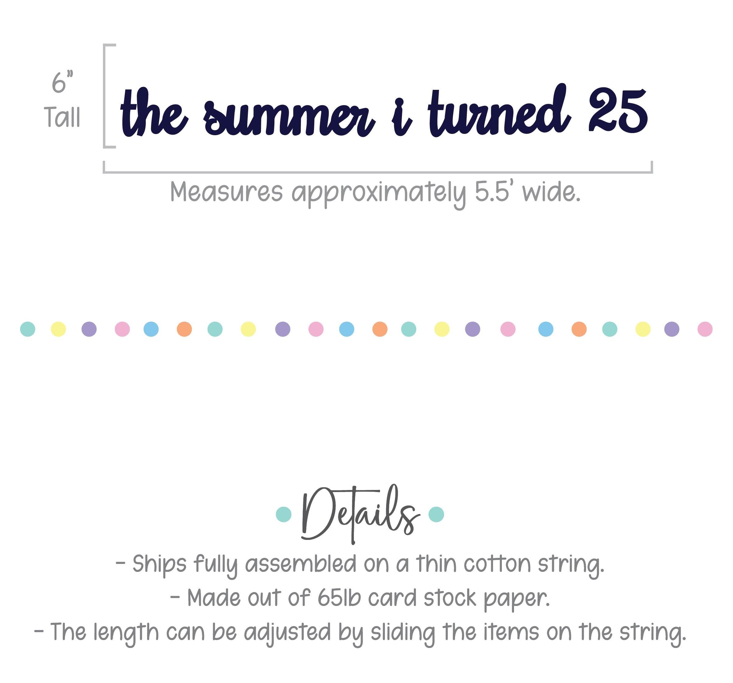 The Summer I Turned 25, Summertime Birthday Banner, Summer Birthday Decorations, 25th Birthday Party Ideas, 25th Birthday Decorations