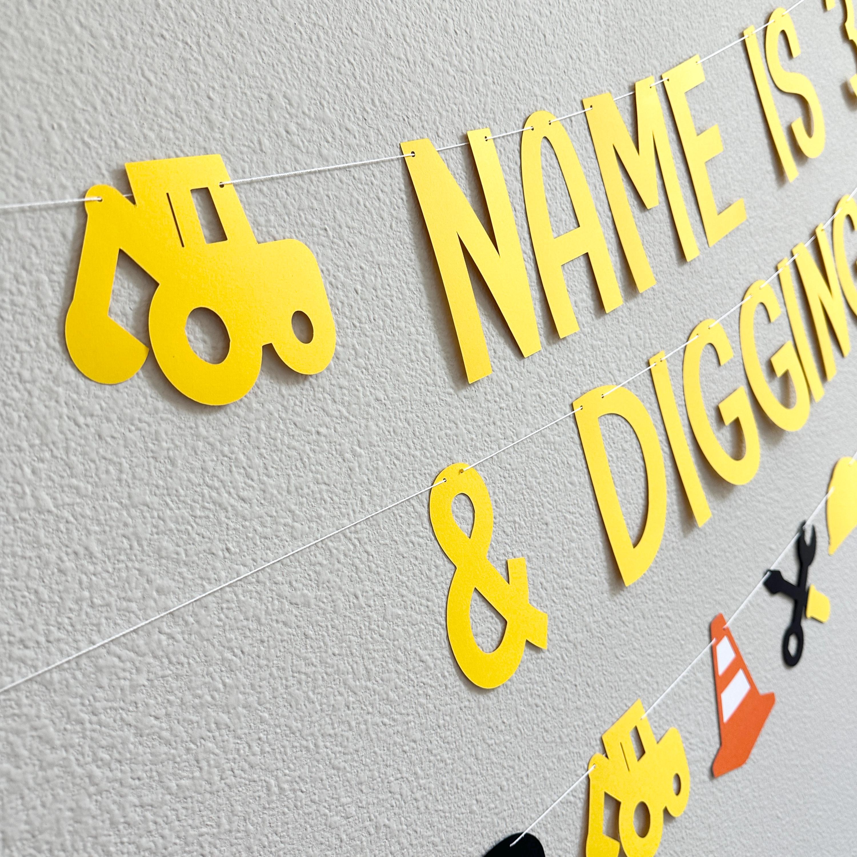 Name Is 3 & Digging It, 3rd Birthday Decorations, Construction 3rd Birthday Party, 3 And Digging It Party, Boy 3rd Birthday Ideas