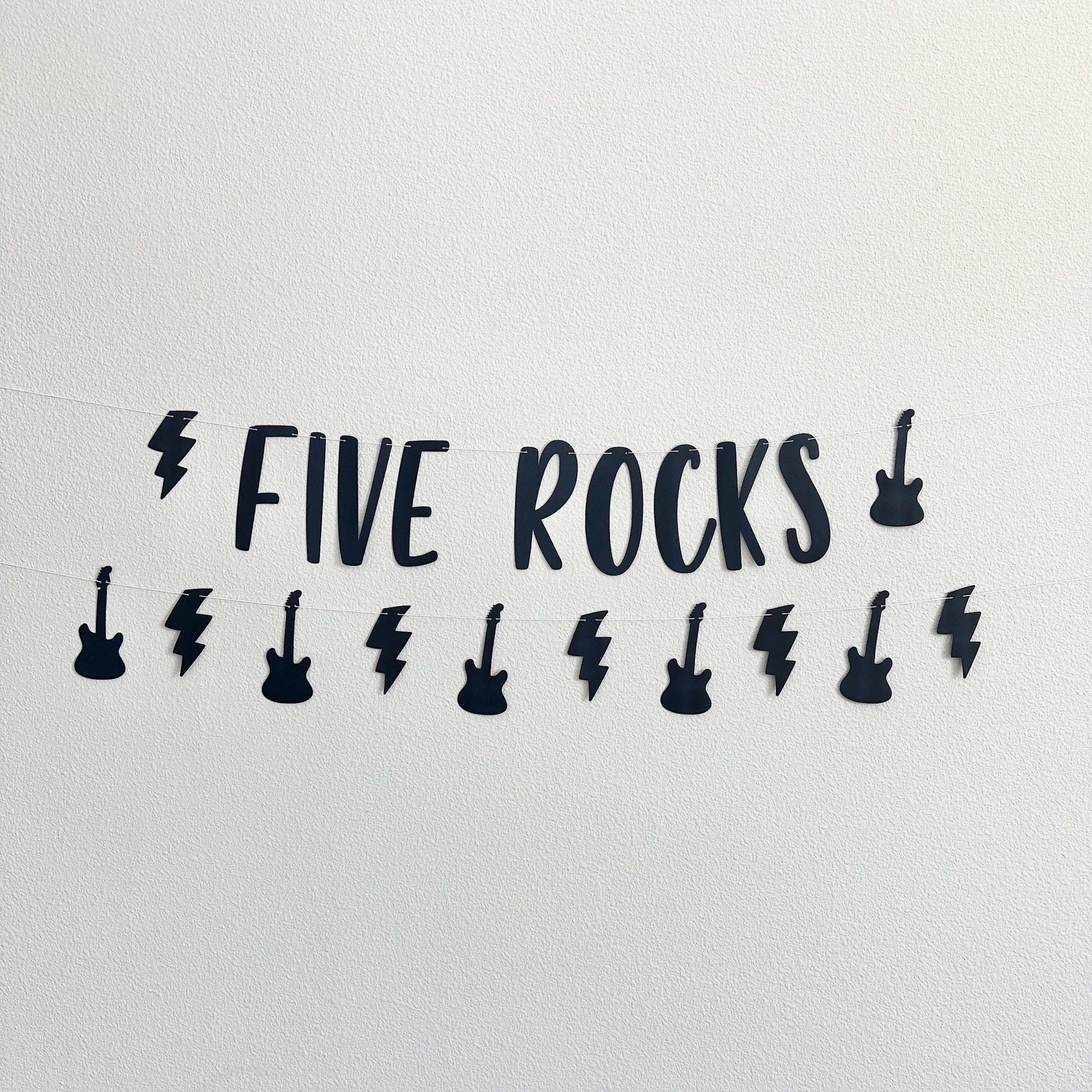Five Rocks, 5th Birthday Decorations, Rock Themed 5th Birthday, 5th Birthday Party Theme Ideas, 5th Birthday Party Banner