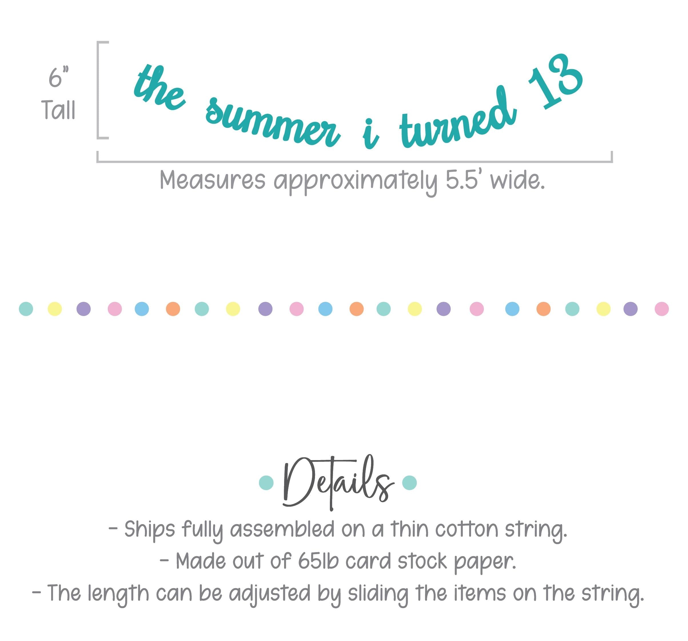 The Summer I Turned 13, 13th Birthday Party, Summertime Birthday Banner, Summer Birthday Decorations, The Summer I Turned 13 Banner