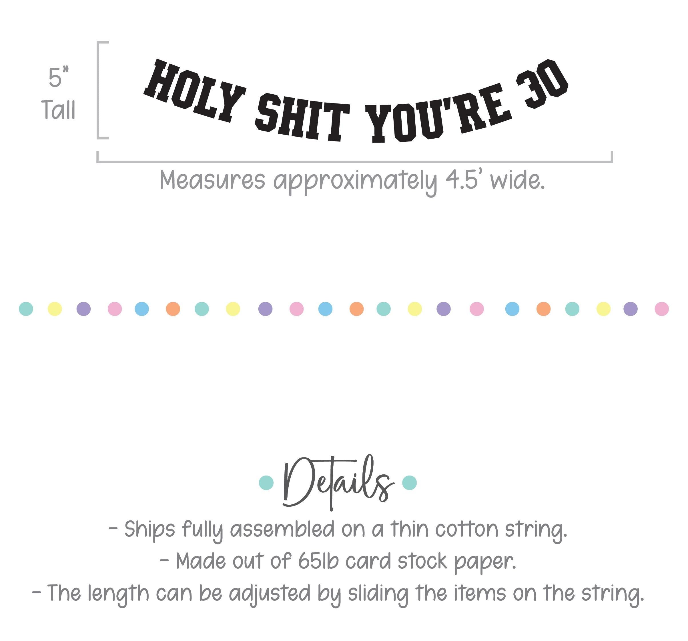 Holy Shit You&#39;re 30, 30th Birthday Banner, 30th Birthday Party Decorations, Funny Birthday Decorations, Funny Birthday Banner