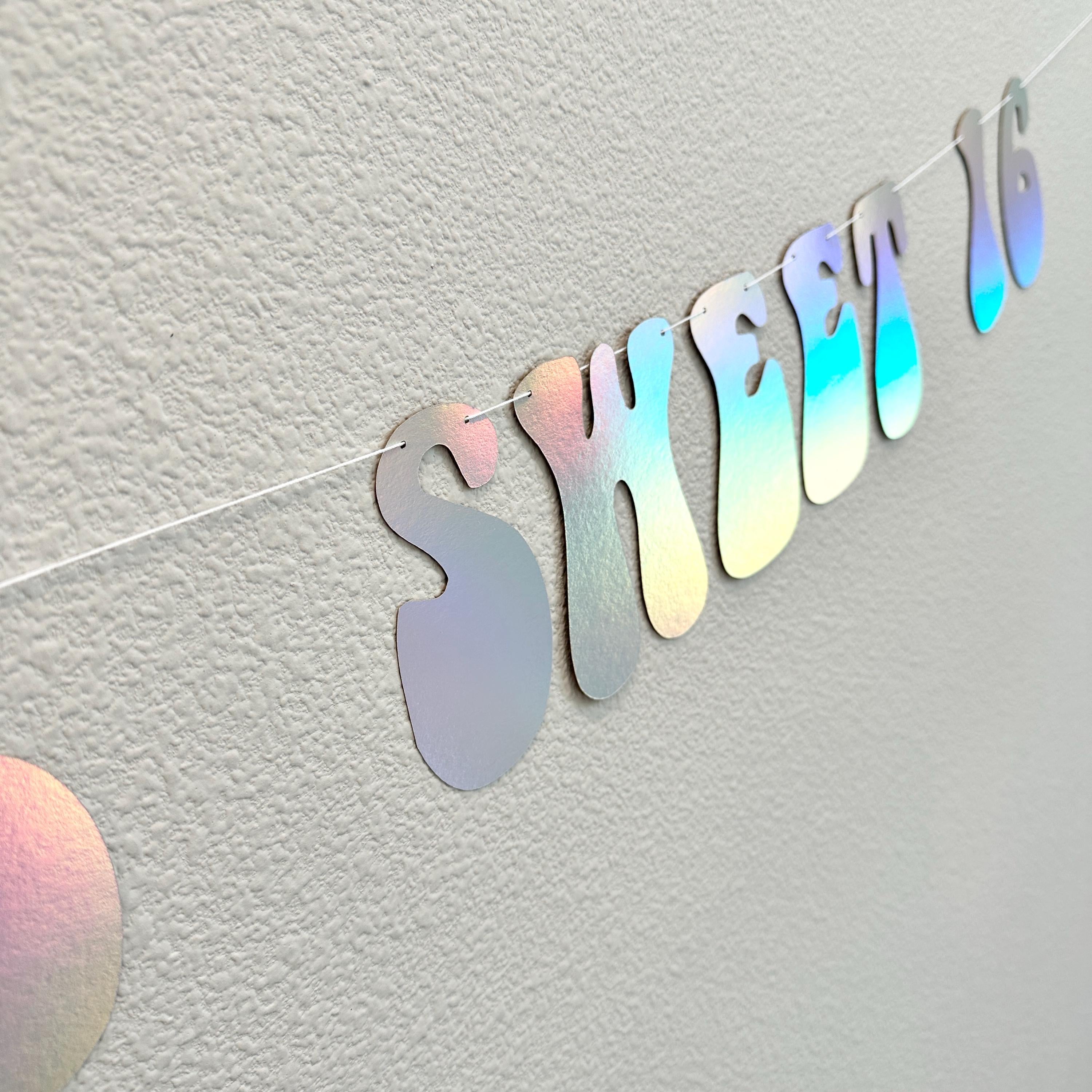 Sweet 16, Name&#39;s Sweet 16 Banner, 16th Birthday Banner, Sweet 16 Birthday Party Decorations, Holographic Sweet 16 Banner