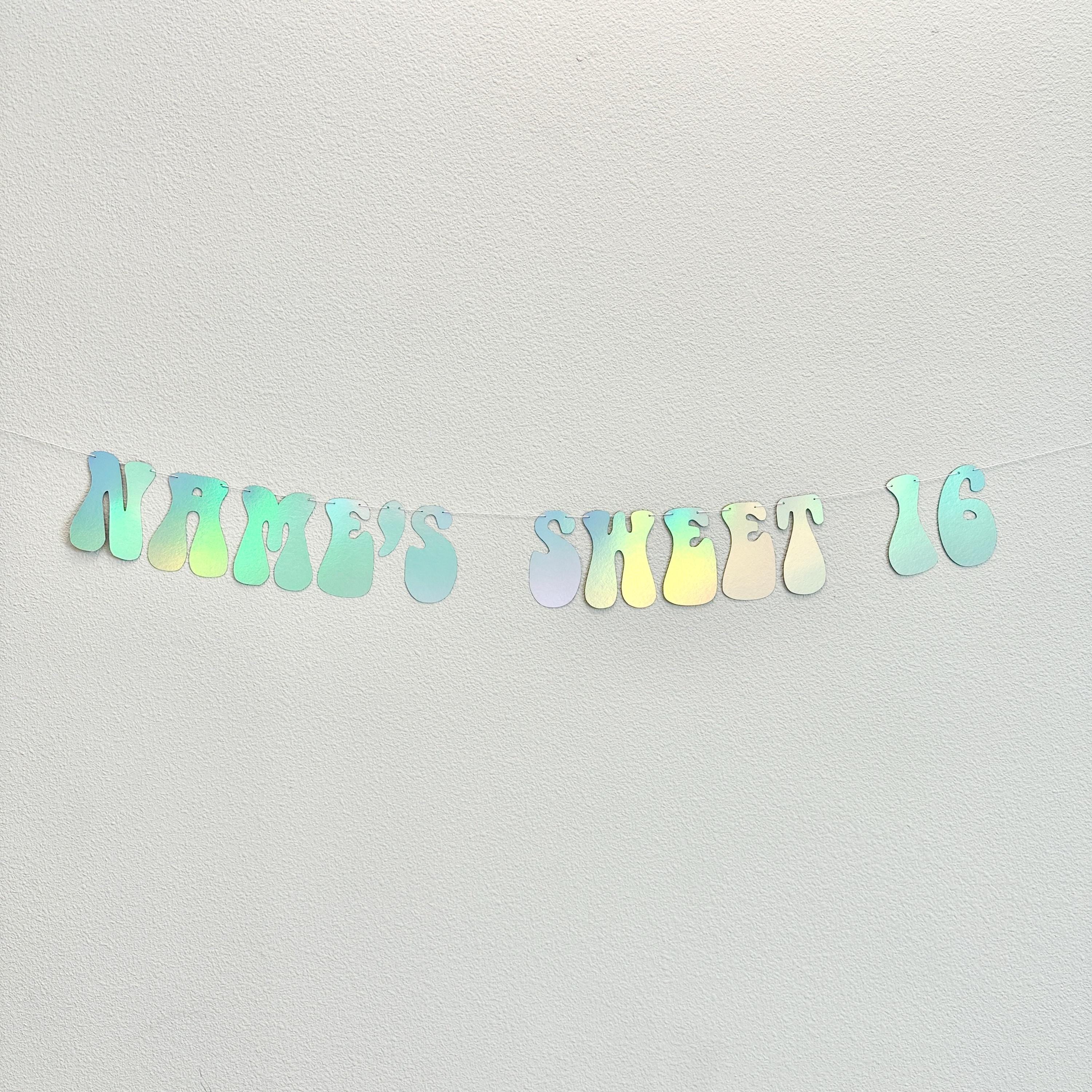 Sweet 16, Name&#39;s Sweet 16 Banner, 16th Birthday Banner, Sweet 16 Birthday Party Decorations, Holographic Sweet 16 Banner