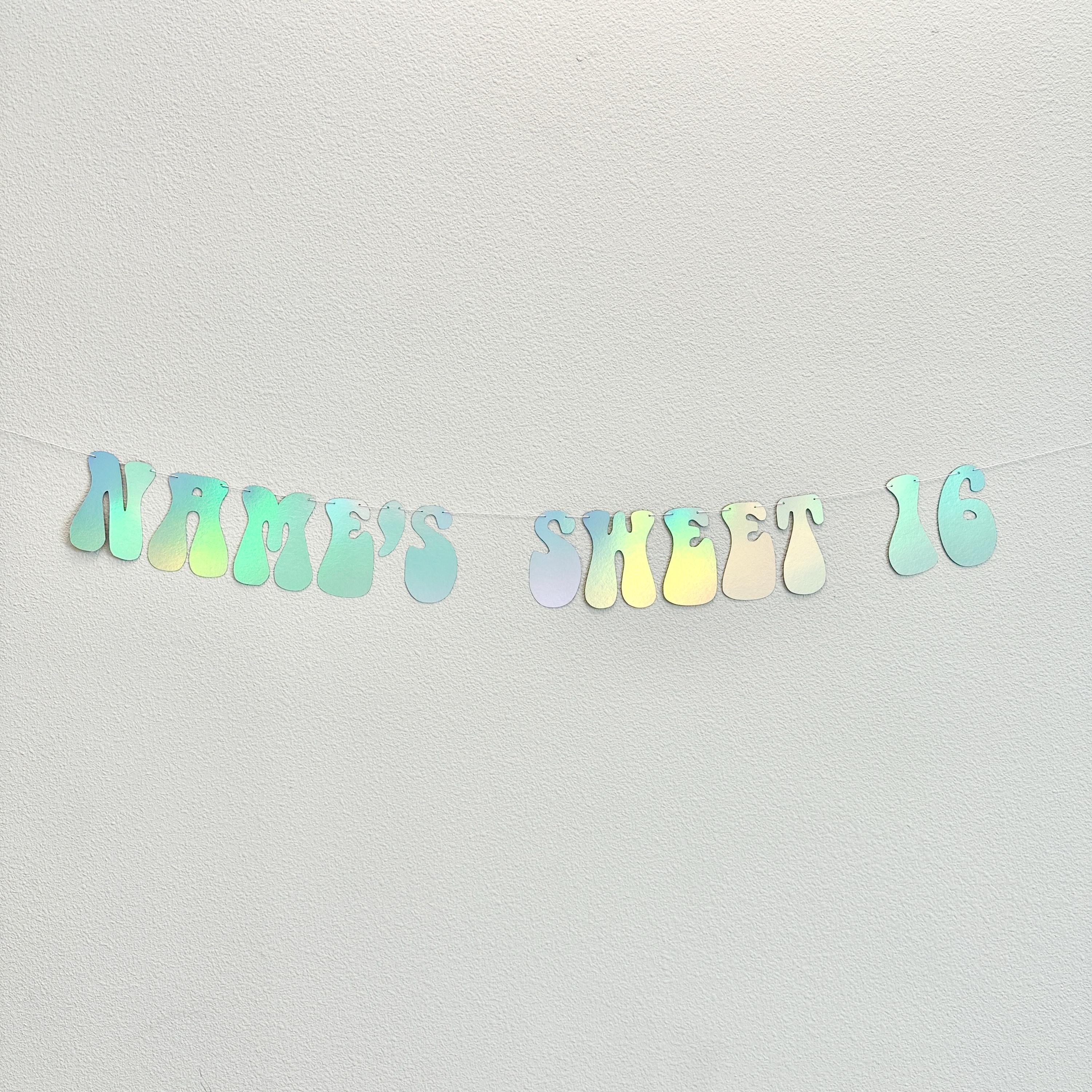 Sweet 16, Name&#39;s Sweet 16 Banner, 16th Birthday Banner, Sweet 16 Birthday Party Decorations, Holographic Sweet 16 Banner
