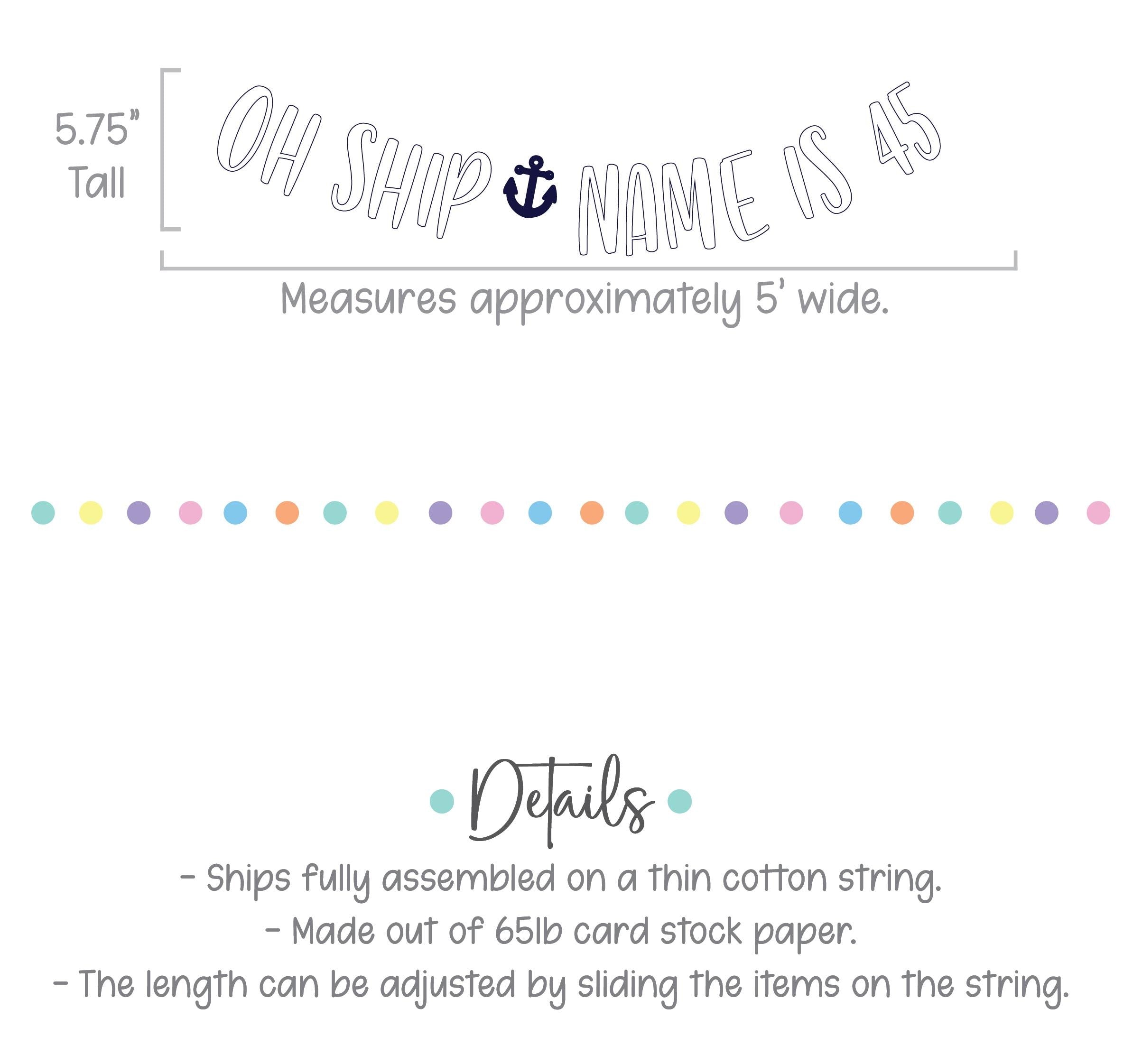 Oh Ship Name Is 45, 45th Birthday Decorations, Nautical Themed Birthday Banner, 45th Birthday Party, 45th Birthday Ideas