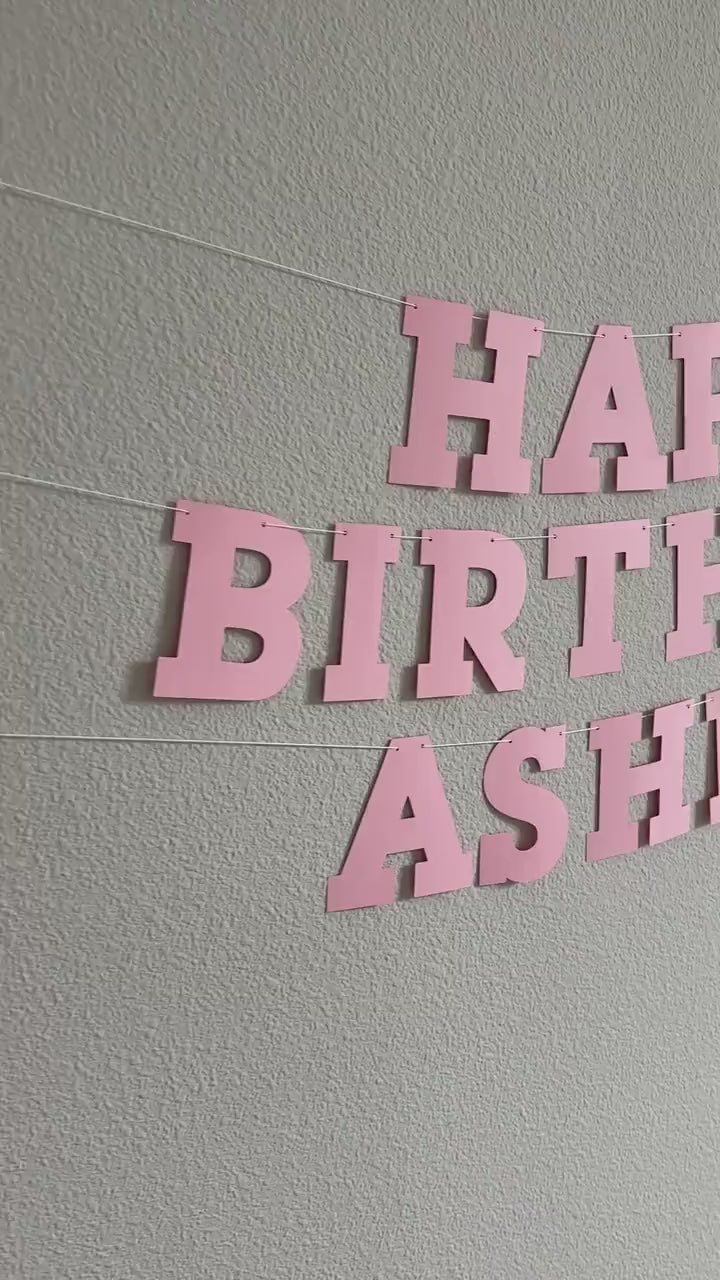Light Pink Happy Birthday Banner, Light Pink Birthday Banner, Bold Serif Font, Light Pink Customize Banner, Light Pink Birthday Decor