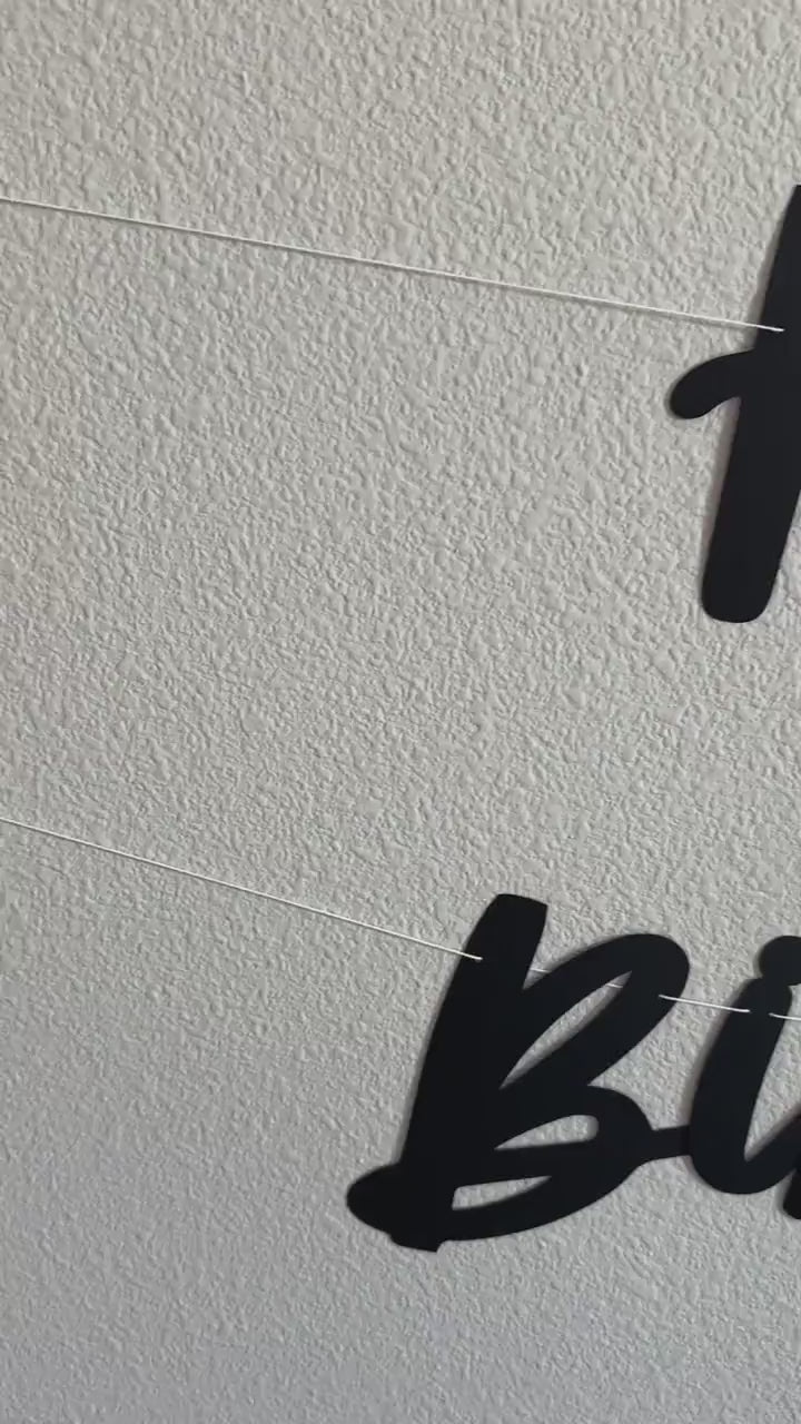 Happy Birthday Banner,  Black Birthday Party, Black Party Decorations, Birthday Banner, Birthday Party Banner, Happy Birthday Sign