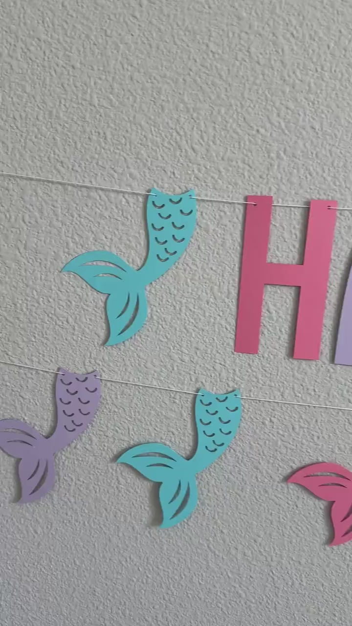 Mermaid Birthday Banner, Mermaid Happy Birthday, Mermaid Birthday Banner, Mermaid Birthday, Mermaid Party, Mermaid Decorations