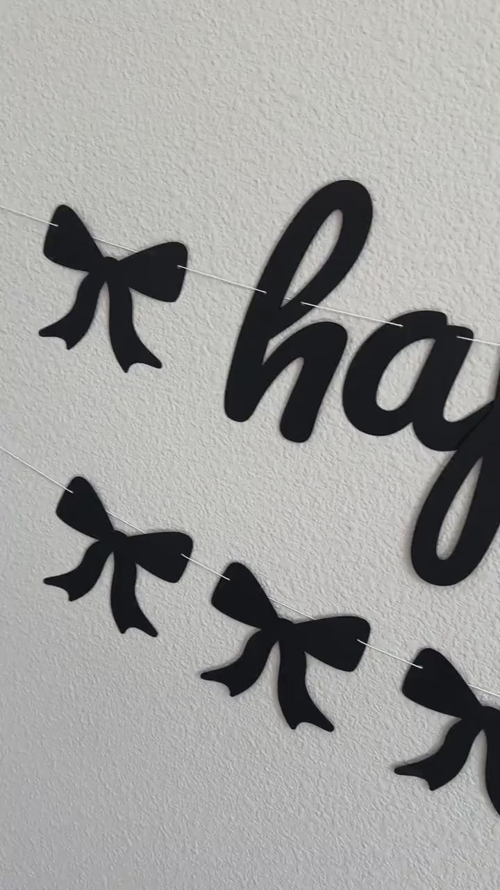 Happy Birthday Banner, Coquette Birthday Banner, Coquette Decorations, Coquette Theme, Coquette Banner, Black Bow Happy Birthday Banner