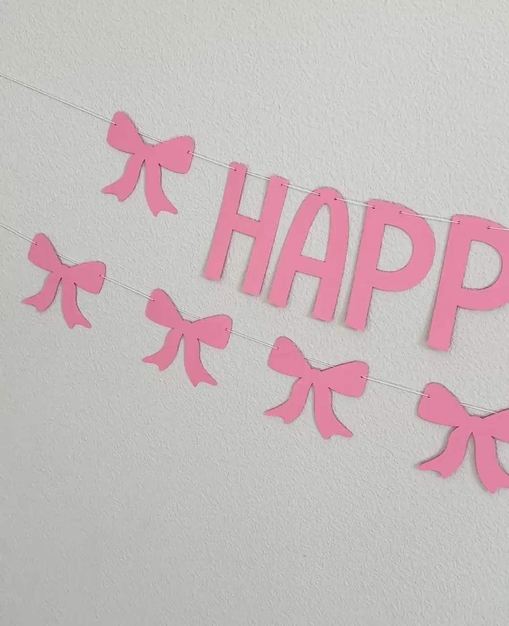 Happy Birthday Banner, Coquette Birthday Banner, Coquette Decorations, Coquette Theme, Coquette Banner, Pink Bow Happy Birthday Banner