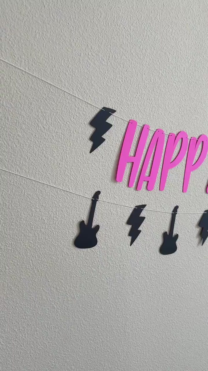 Rock Birthday Banner, Pink Rock and Roll Birthday, Rock Decorations, Rock N Roll Decorations, Rock n&#39; Roll Theme, Custom Rock Banner