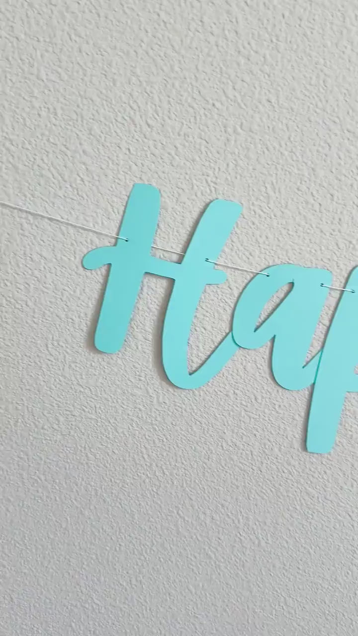 Happy Birthday Name, Happy Birthday Banner, Custom Birthday Banner, Aqua Birthday Decorations, Aqua Happy Birthday Banner, Aqua Party