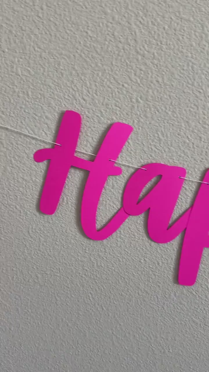 Happy Birthday Name, Happy Birthday Banner, Custom Birthday Banner, Hot Pink Birthday Decorations, Fuchsia Happy Birthday Banner, Pink Party