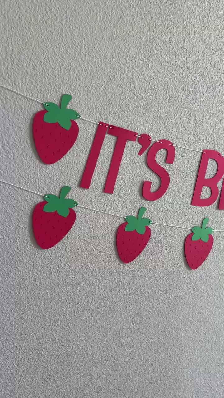 It&#39;s Berry Fun To Be One, Berry 1st Birthday, Strawberry Birthday, Strawberry Highchair Banner, Berry Sweet One, Strawberry Garland