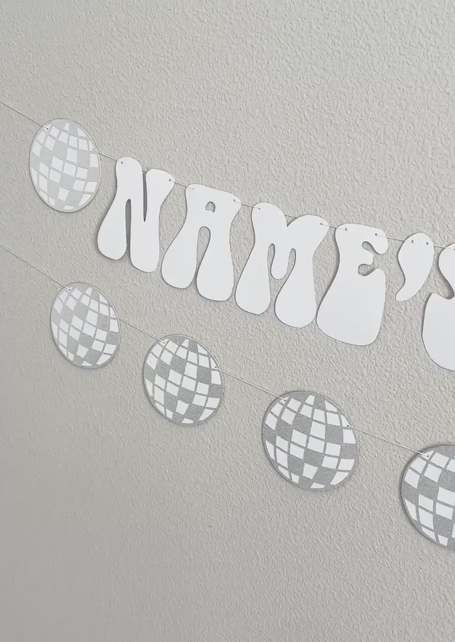 First Disco Banner, Name&#39;s 1st Disco, Disco Themed 1st Birthday Party, First Birthday Theme Ideas, Retro 1st Birthday, Disco Decorations