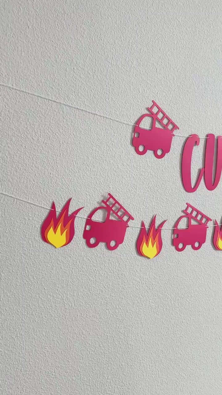 Firetruck Birthday Banner, Fire Happy Birthday Banner, Firetruck Birthday, Firetruck Decorations, Custom Fire Banner, Custom Firetruck Decor