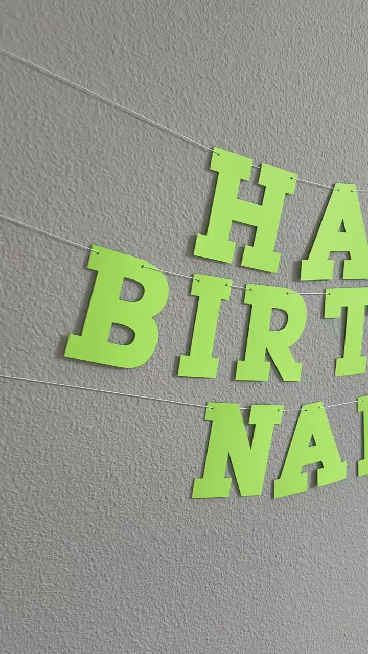 Custom Lime Green Happy Birthday Banner, Bold Serif Font, Lime Green Banner, Lime Green Party Decor, Custom Green Banner