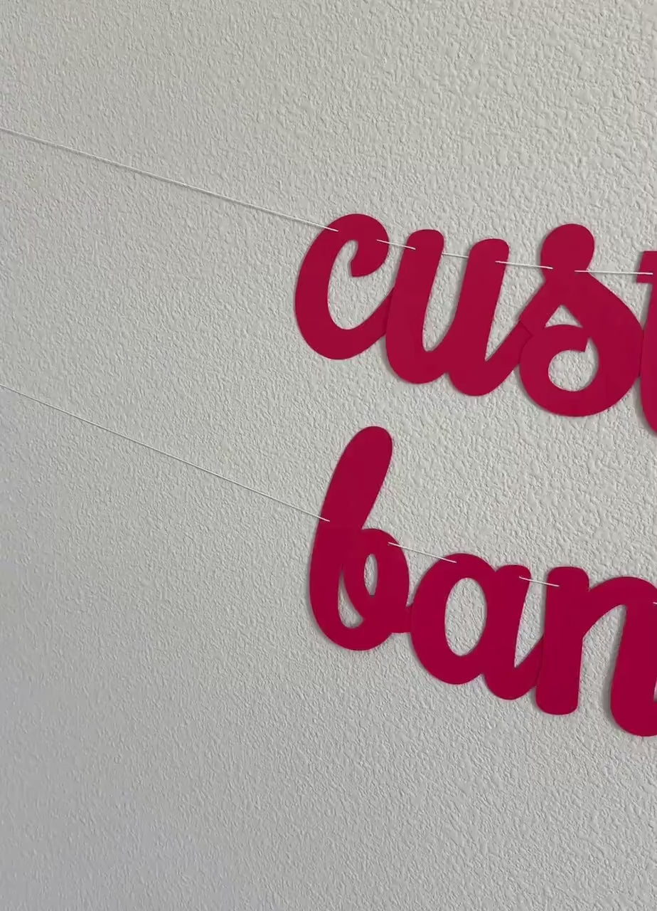 Custom Banner, Banner, Custom Red Banner, Custom Cursive Banner, Cursive Banner, Personalized Banner, Cursive Birthday Banner