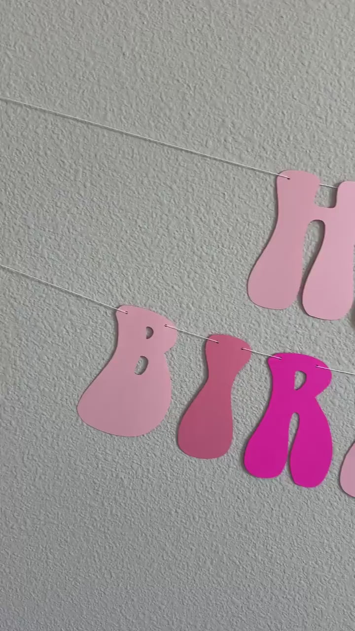 Happy 30th Birthday Banner, Pink Birthday Banner, Pink Party Decorations, Custom Birthday Banner, Retro Themed Banner, Pink Birthday Party