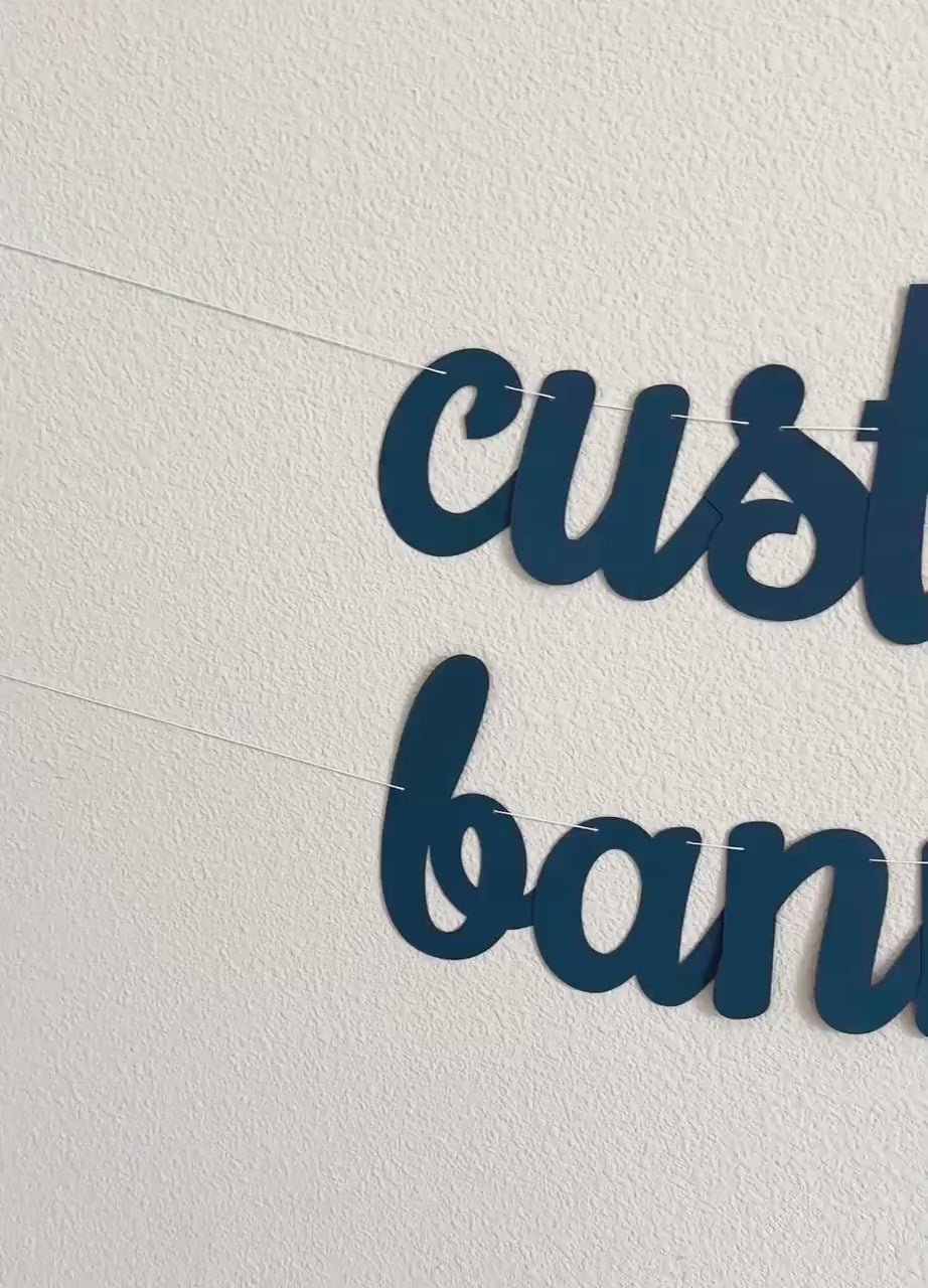 Custom Banner, Banner, Custom Navy Blue Banner, Custom Cursive Banner, Cursive Banner, Custom Hashtag, Cursive Birthday Banner