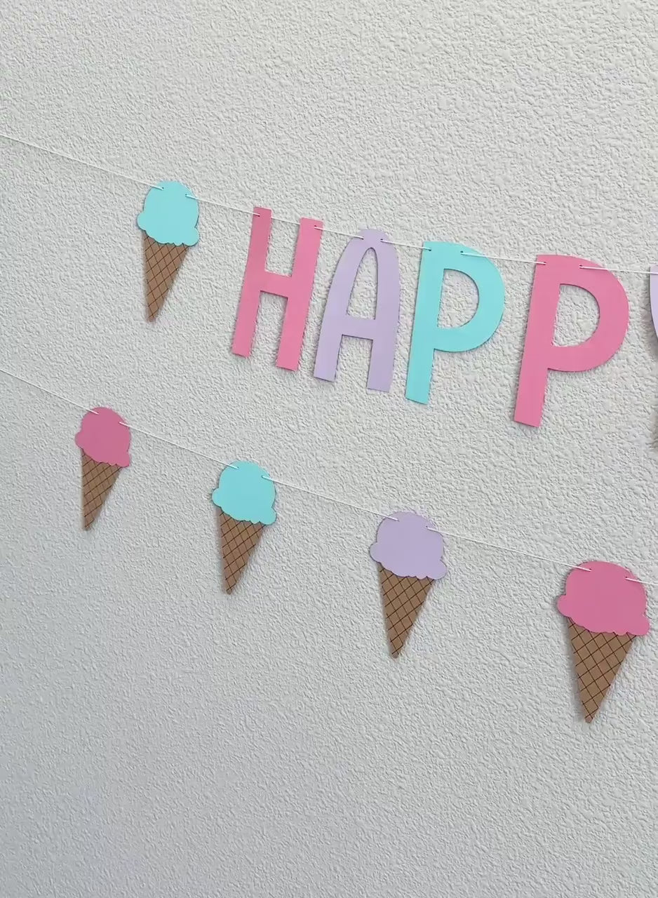 Ice Cream Birthday Party Decorations, Ice Cream Cone Birthday Banner, Ice Cream Party Ideas, Birthday Party Decorations, Summer Birthday