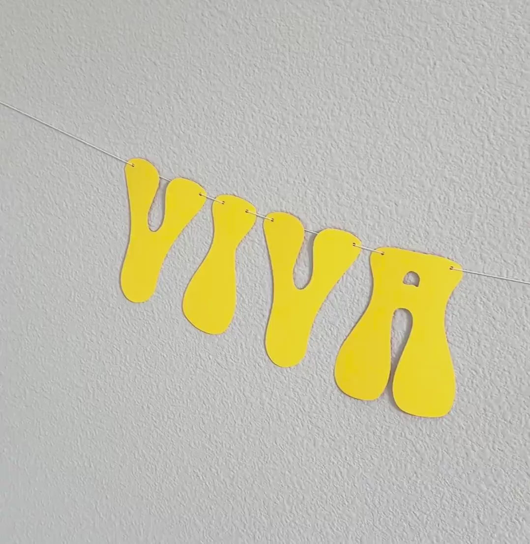 Viva La 30 Bebe, 30th Birthday Banner, 30th Birthday Ideas, 30th Birthday Party Decorations, Yellow Retro Themed 30th Birthday Celebration