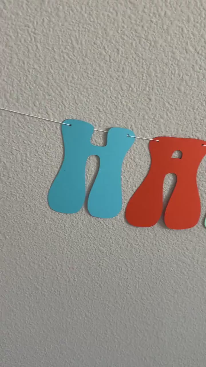 Happy Birthday Banner, Blue Orange Mint, Summertime Birthday Banner, Boy Birthday Banner, Birthday Party Decorations