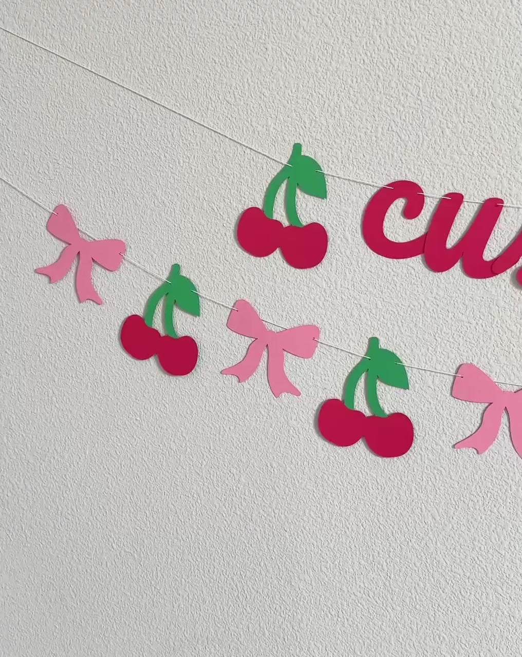 Custom Coquette Bow and Cherry Banner, Cherries and Bows Decorations, Cherry On Top Party, Cherry first Birthday Party Decorations