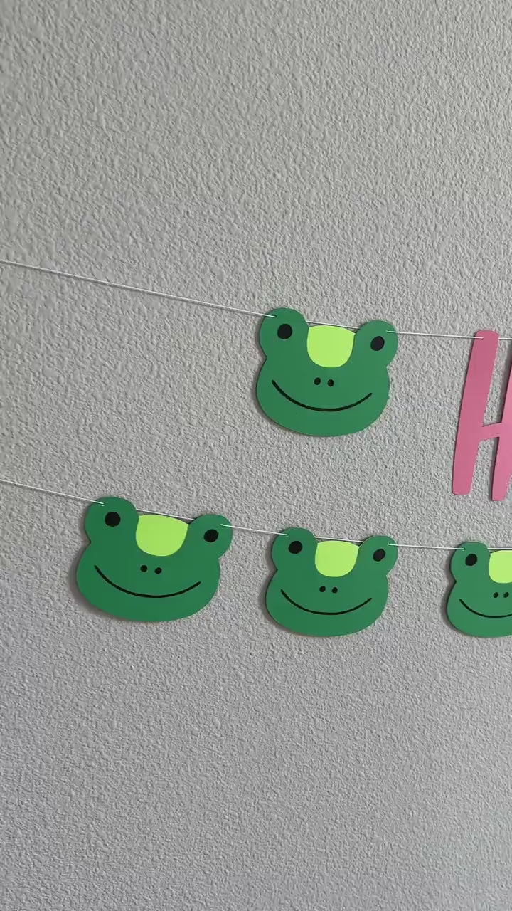 Frog Garland, Frog Banner, Frog Decor, Cute Frog Decorations, Pink Frog Banner, Frogs, Frog Birthday Party Decorations