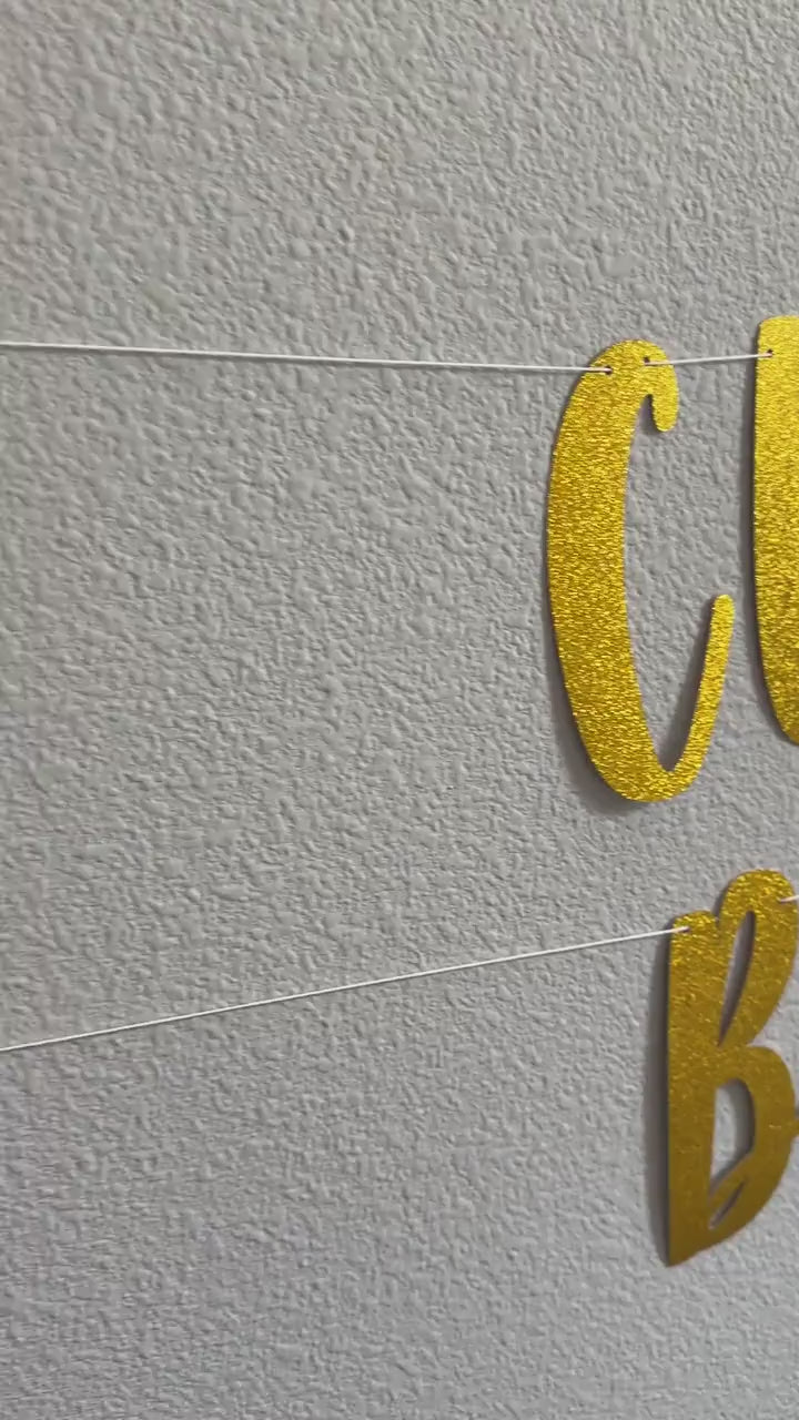 Custom Banner, Custom Gold Glitter Banner, Customizable Banner, Custom Fun Font Banner, Custom Gold Banner, Gold Glitter