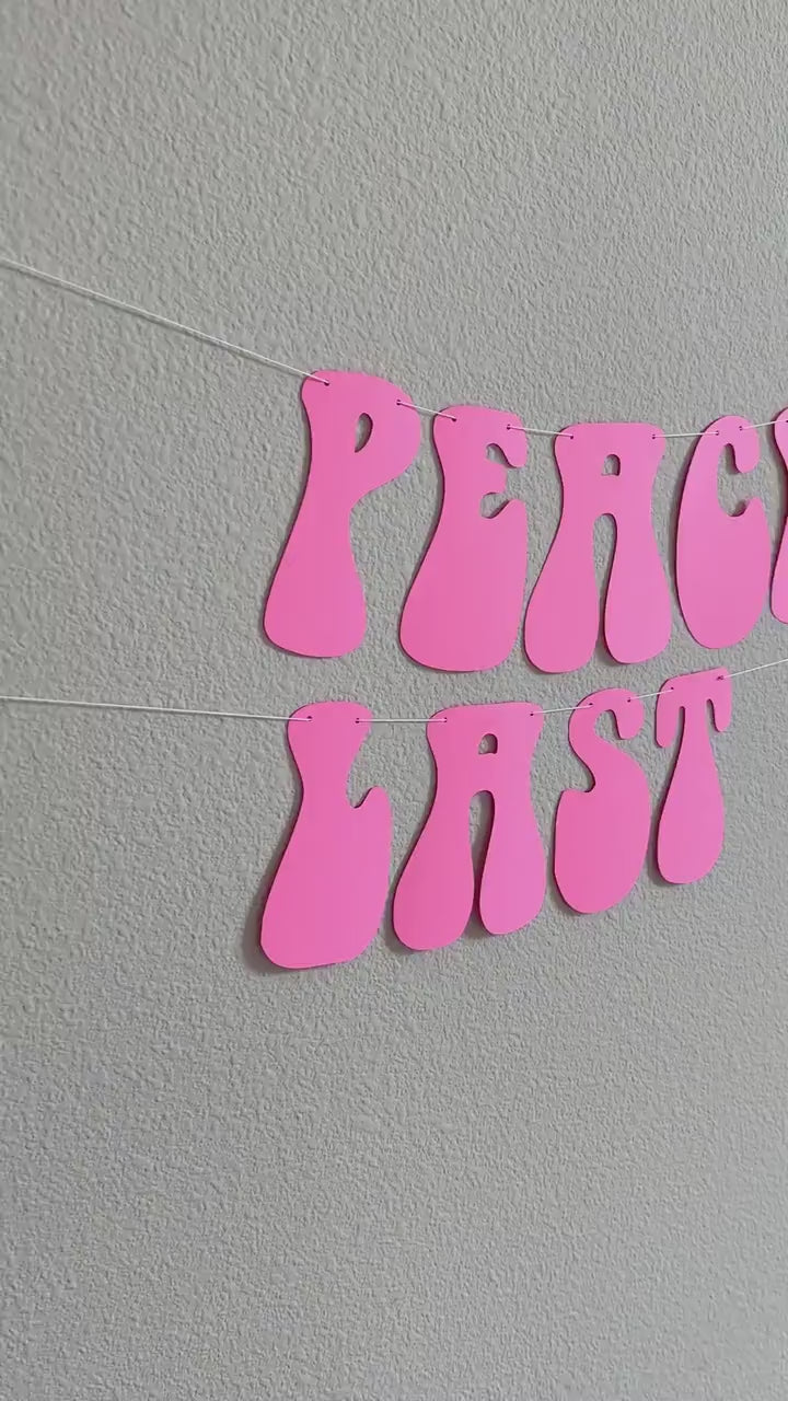 Peace Out Last Name, Bachelorette Decorations, Engagement Party Banner, Retro Themed Decorations, Peace Out Maiden Name, Retro Bachelorette