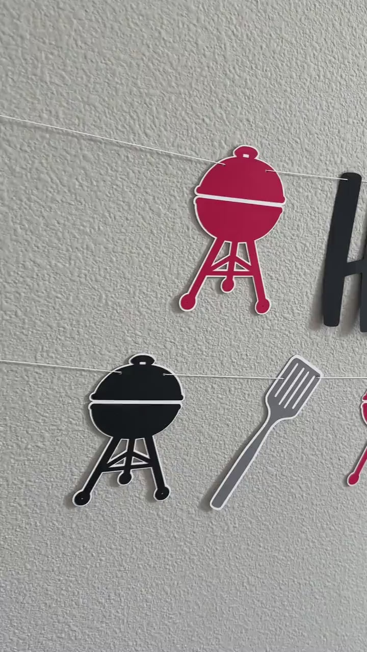 BBQ Birthday Banner, BBQ Happy Birthday Decorations, Summer Birthday Ideas, Cookout Birthday Decorations