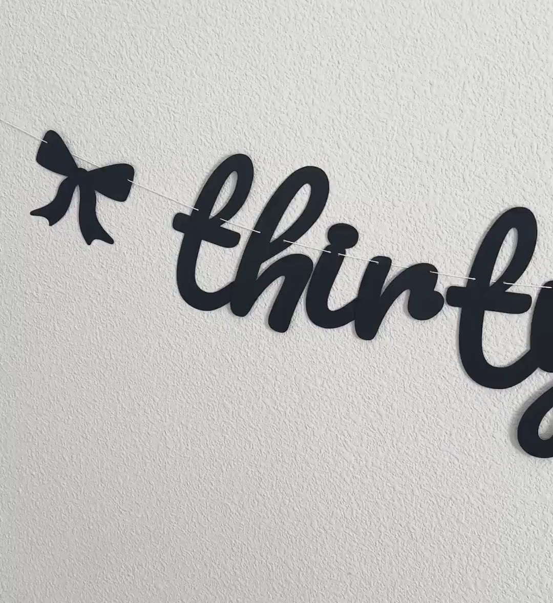 Thirty Two, 32nd Birthday Decorations, Coquette 32nd Birthday, Bow Themed Birthday Banner, Thirty Second Birthday Banner